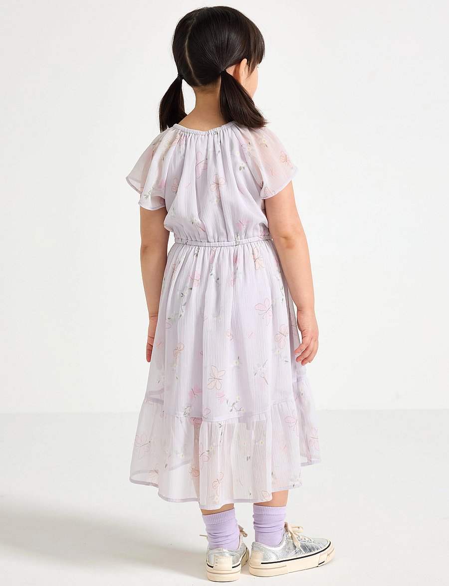 Lindex - Dress Chiffon hi low AOP - festklänningar - light dusty lilac - 3