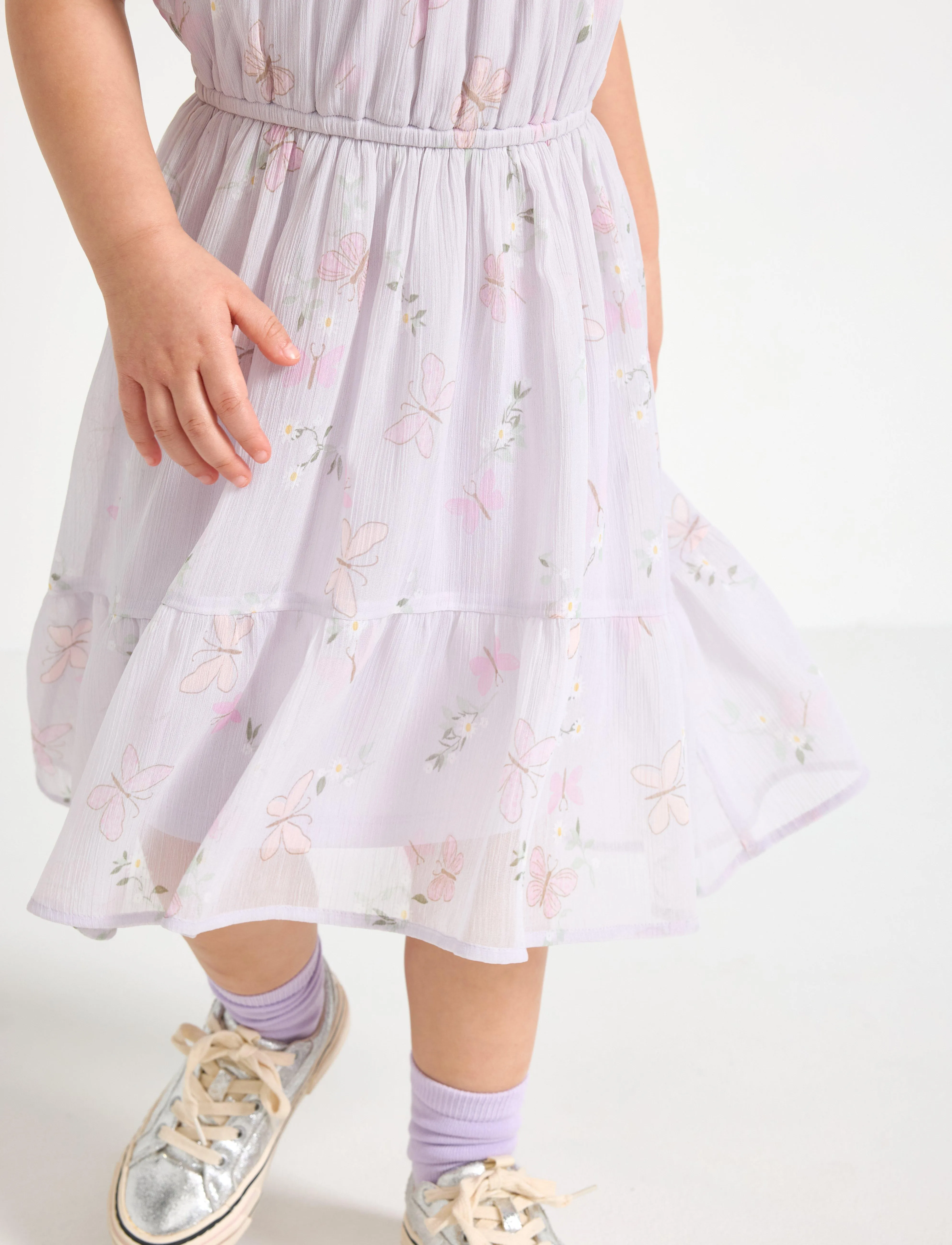 Lindex - Dress Chiffon hi low AOP - festklänningar - light dusty lilac - 4