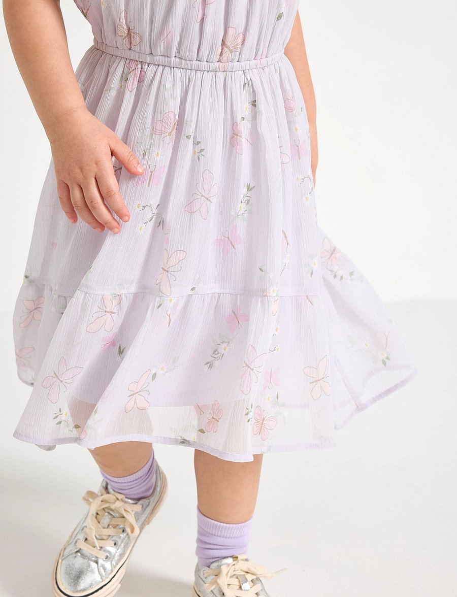 Lindex - Dress Chiffon hi low AOP - festklänningar - light dusty lilac - 4