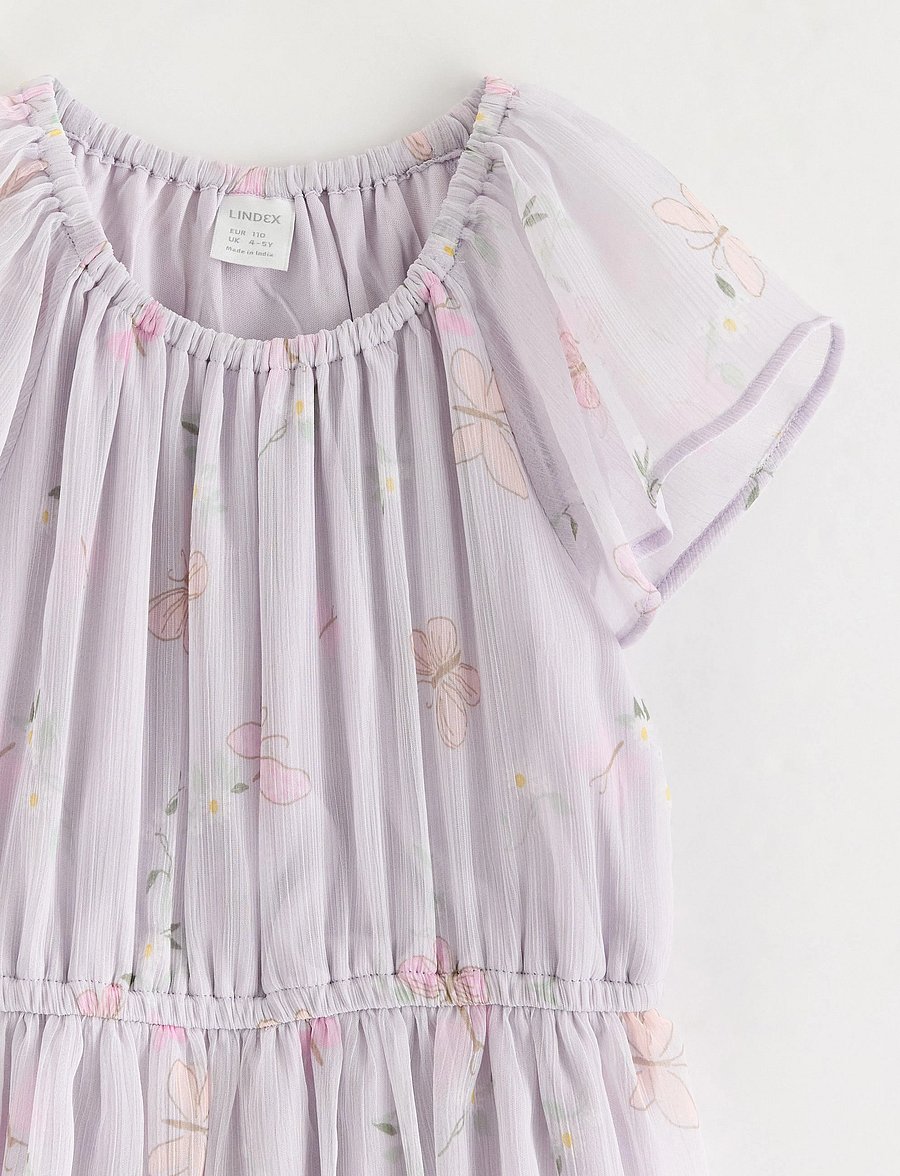 Lindex - Dress Chiffon hi low AOP - festklänningar - light dusty lilac - 5