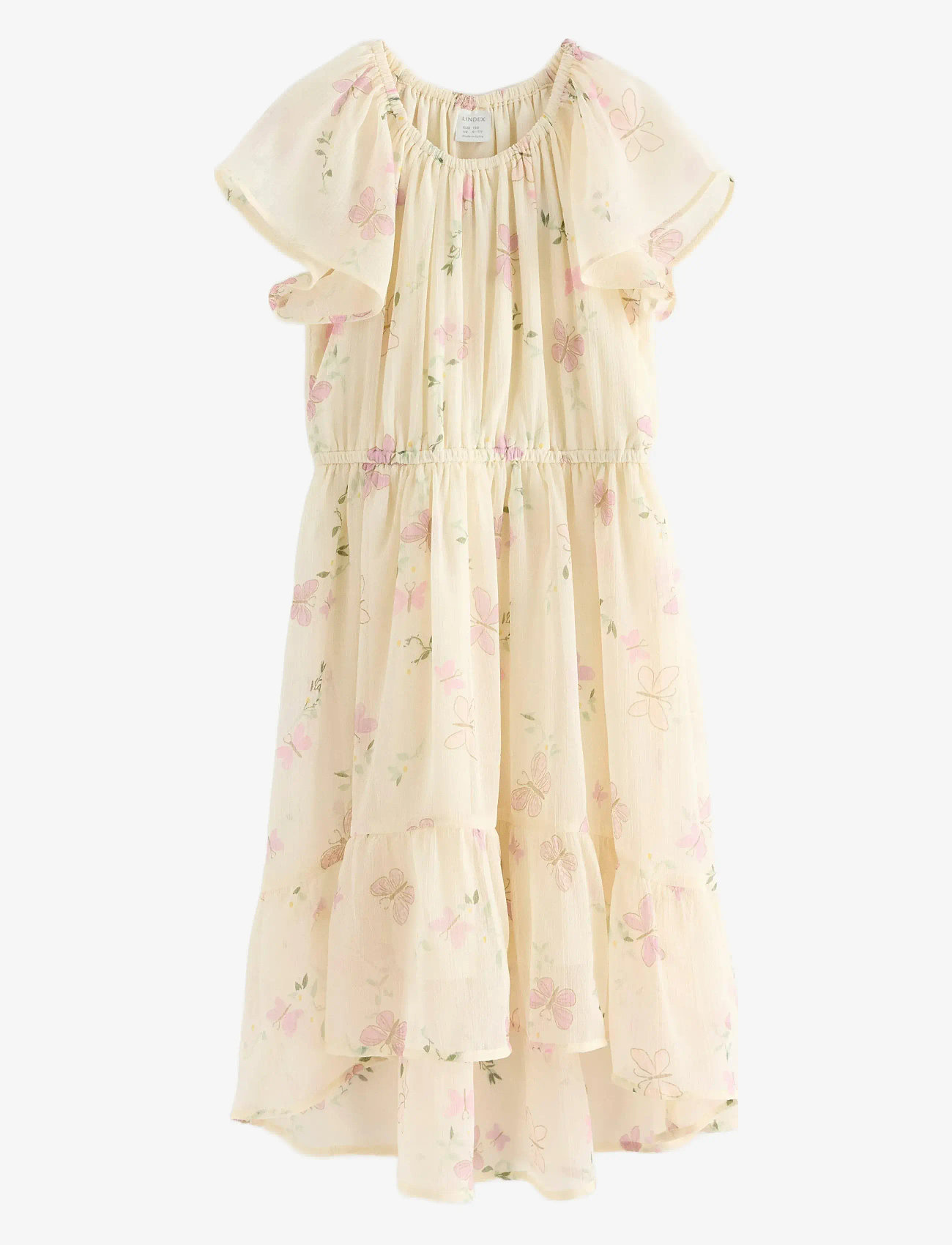 Lindex - Dress Chiffon hi low AOP - festklänningar - light dusty yellow - 1