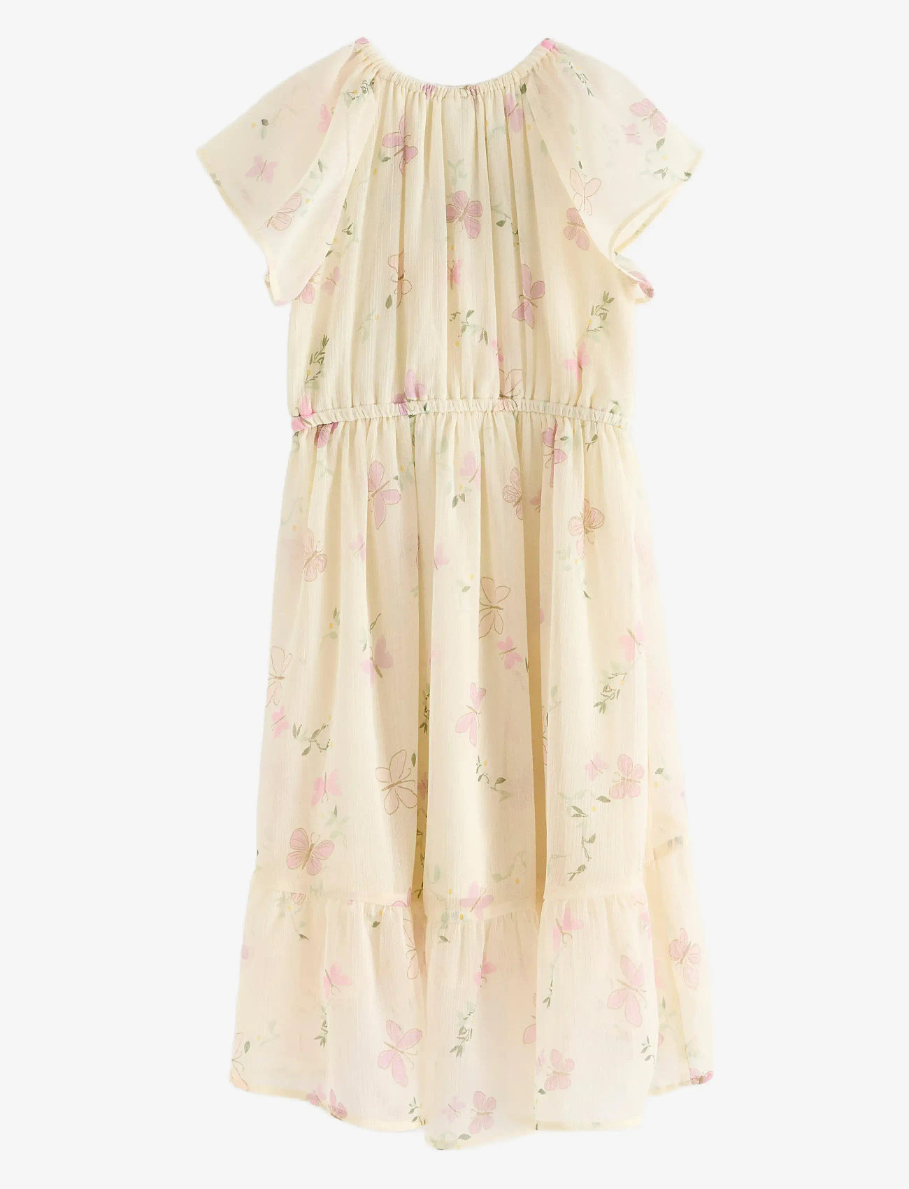 Lindex - Dress Chiffon hi low AOP - festklänningar - light dusty yellow - 2