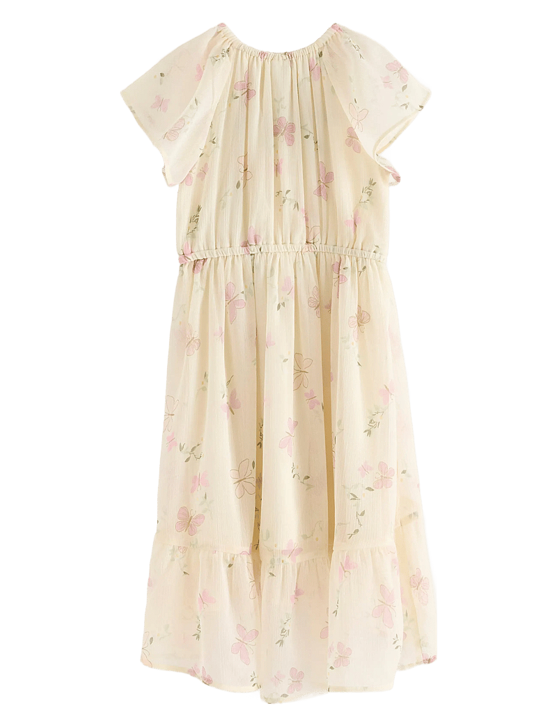 Lindex - Dress Chiffon hi low AOP - festklänningar - light dusty yellow - 2