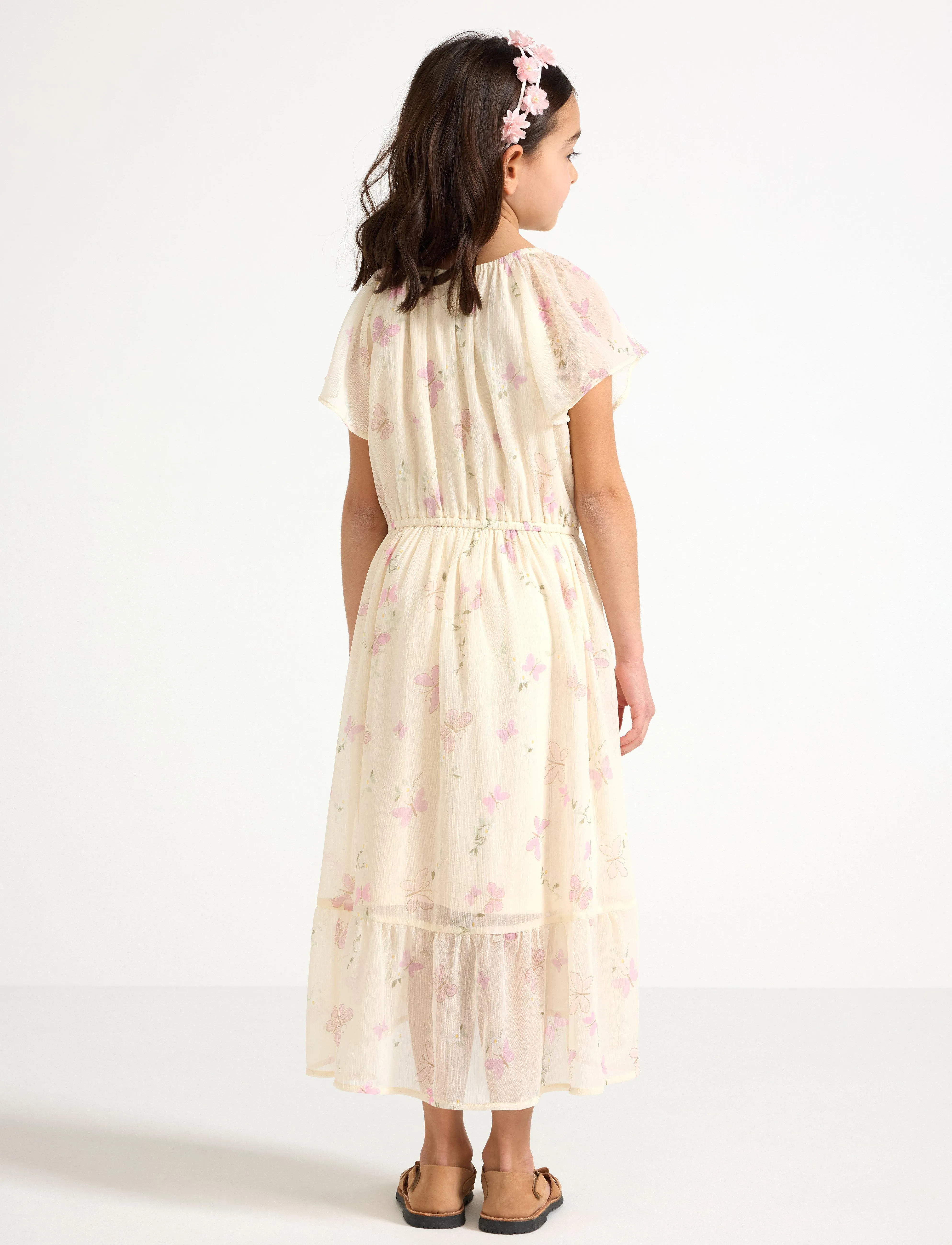 Lindex - Dress Chiffon hi low AOP - peokleidid - light dusty yellow - 3