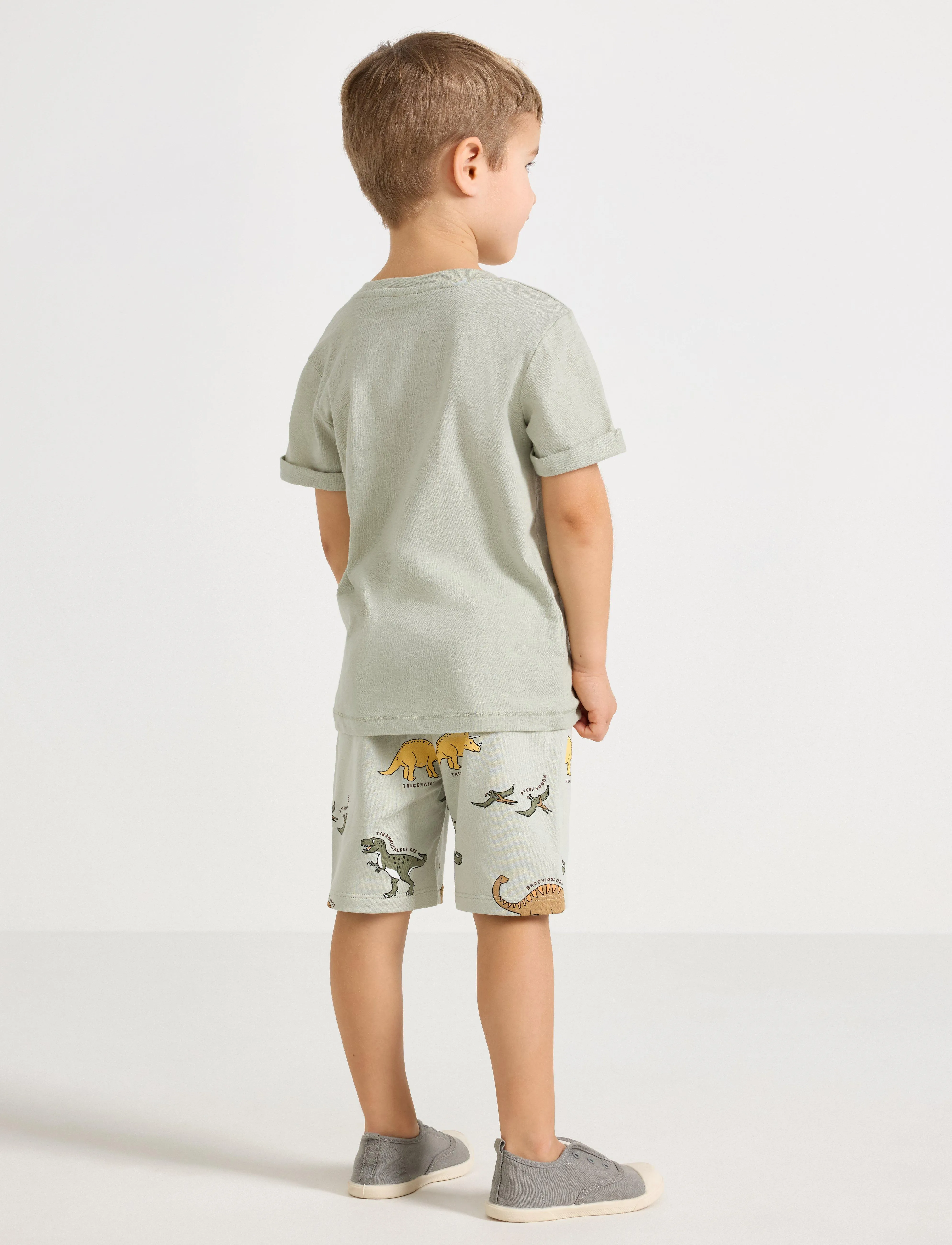 Lindex - Shorts dino aop - light dusty green - 3