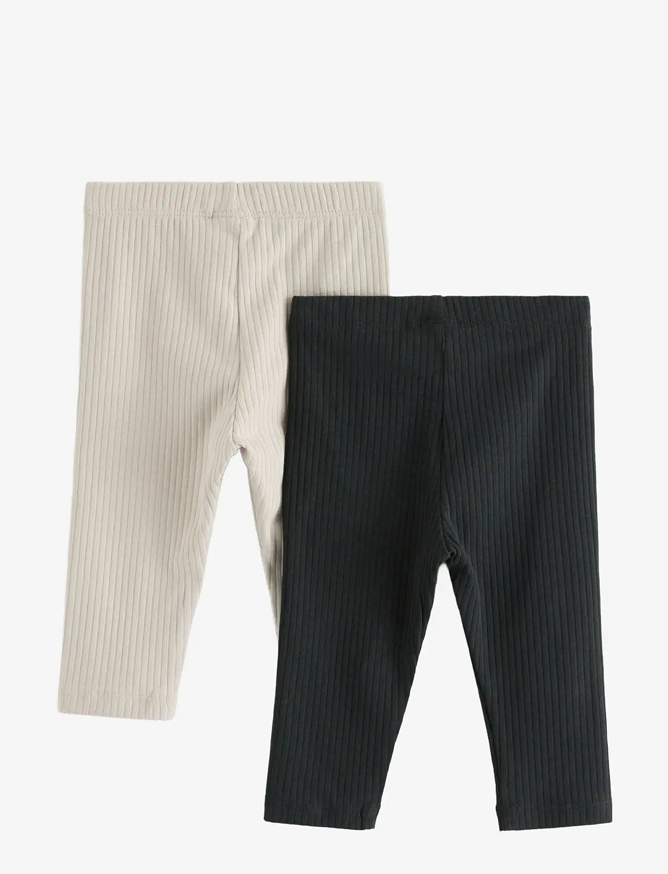 Lindex - Leggings basic rib 2 pack - leggings - off black - 1