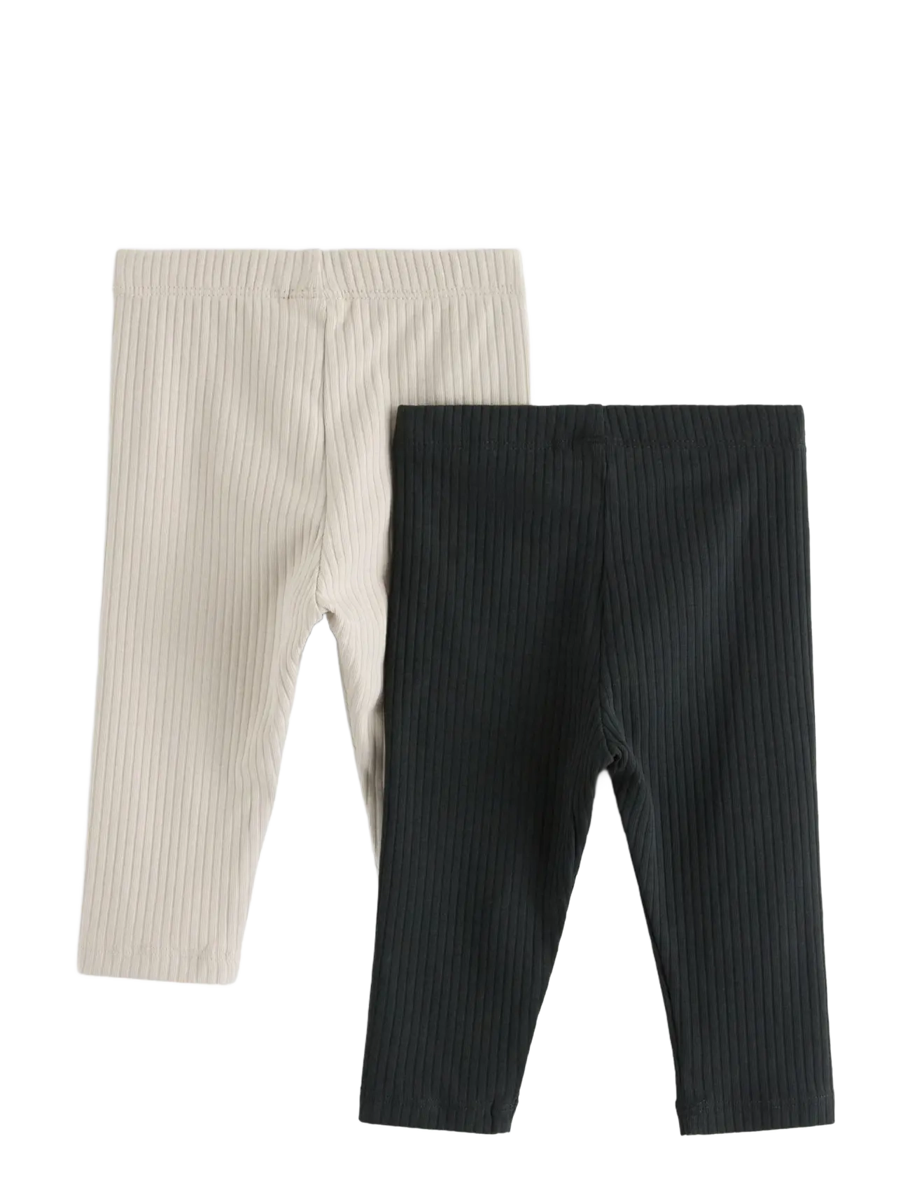 Lindex - Leggings basic rib 2 pack - leggings - off black - 1