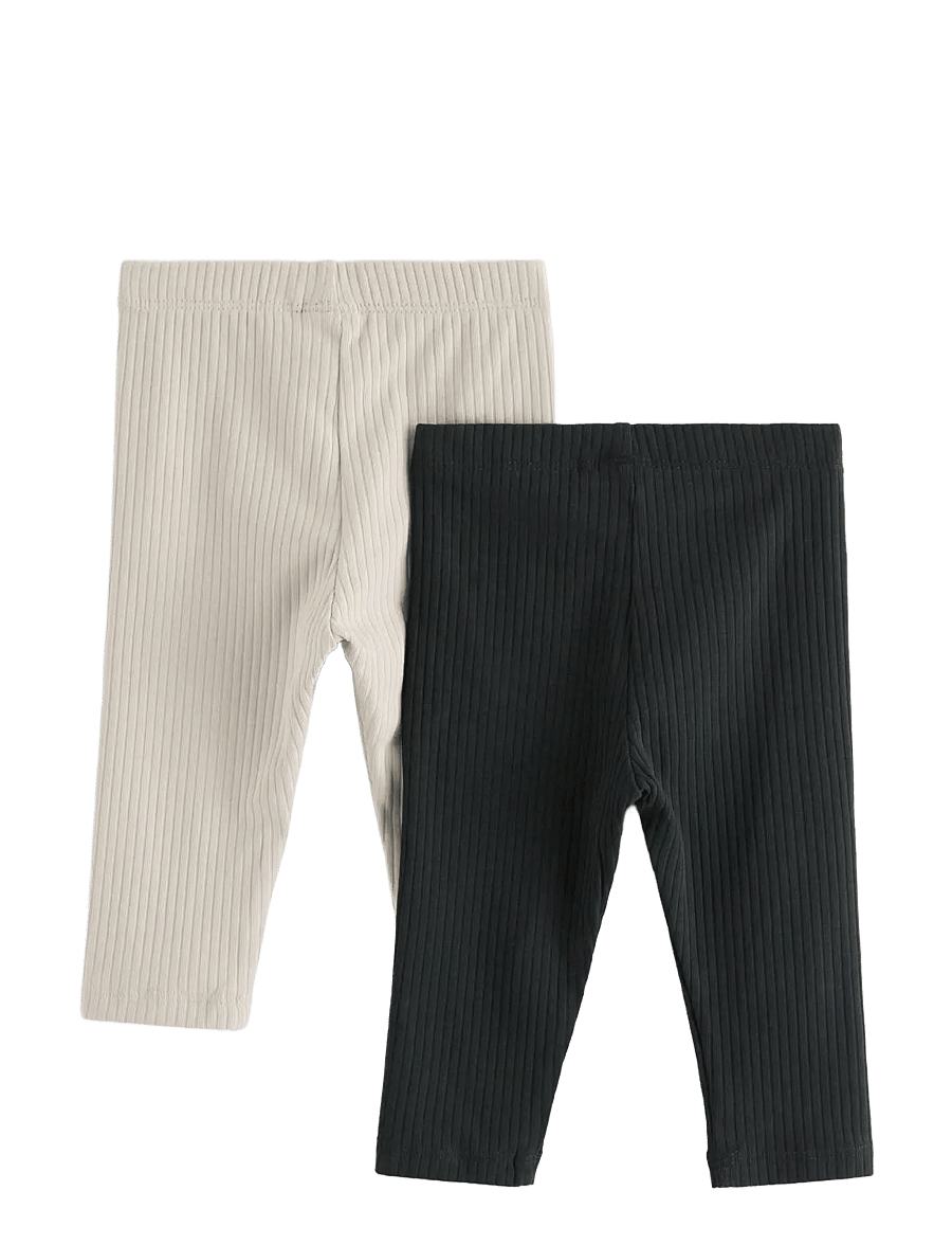 Lindex - Leggings basic rib 2 pack - leggings - off black - 1