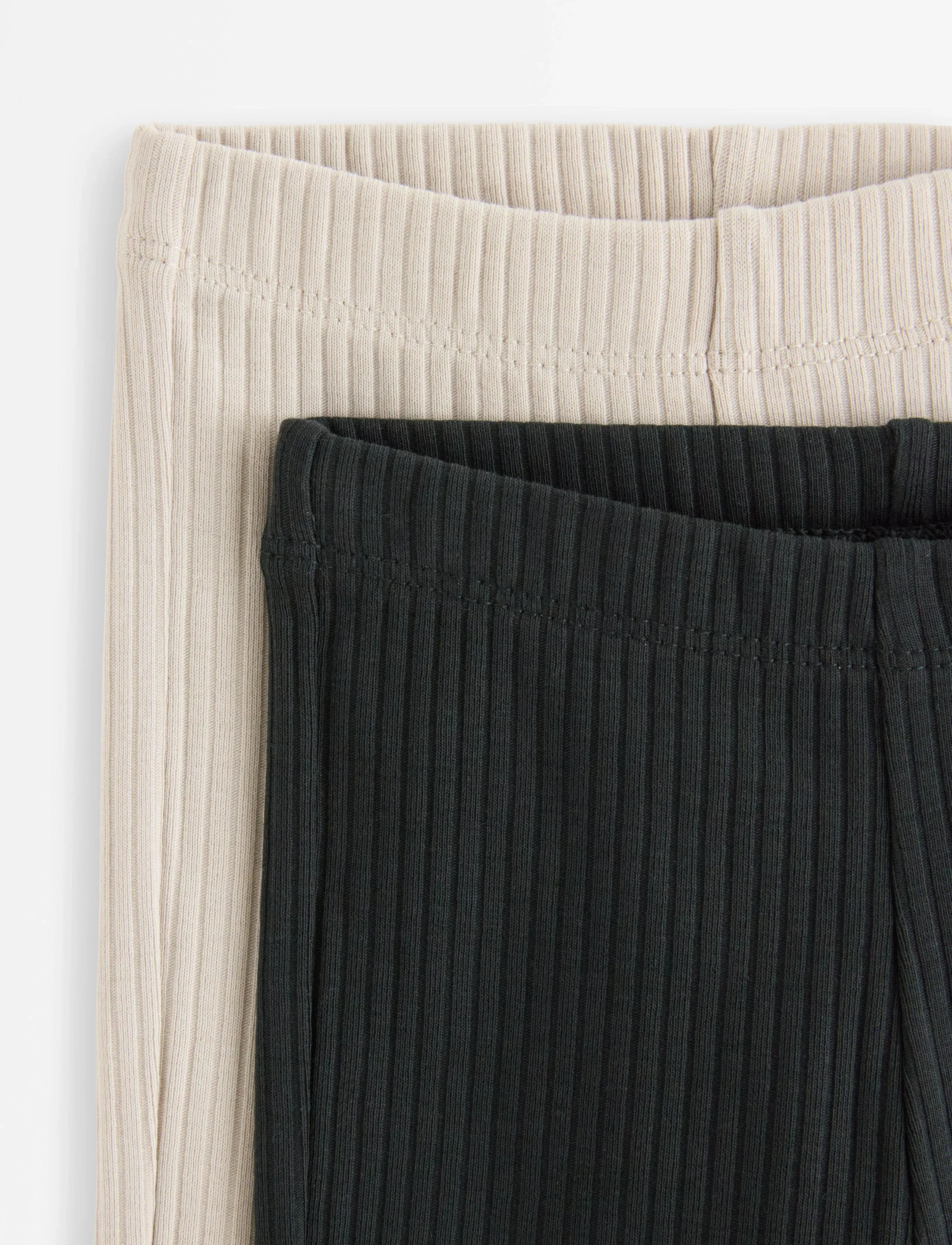 Lindex - Leggings basic rib 2 pack - leggings - off black - 2