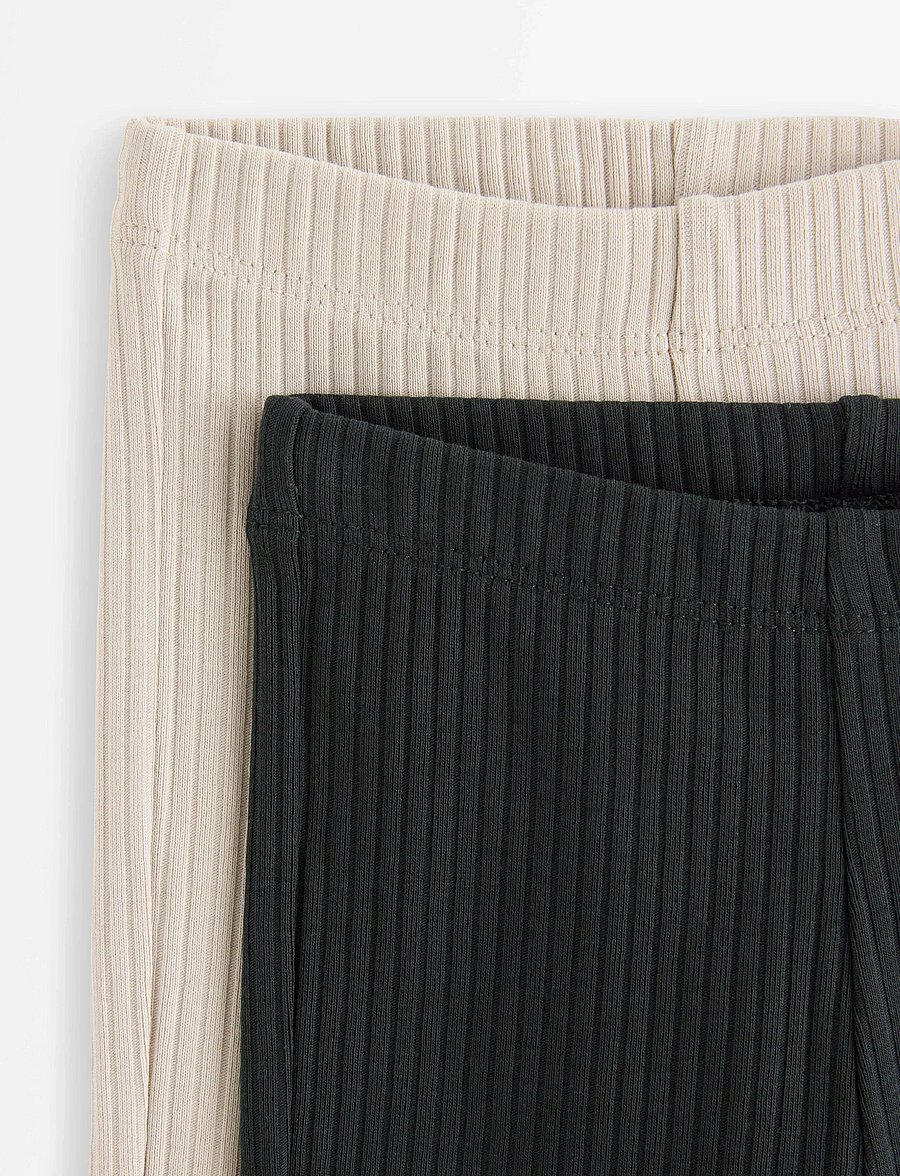 Lindex - Leggings basic rib 2 pack - leggings - off black - 2