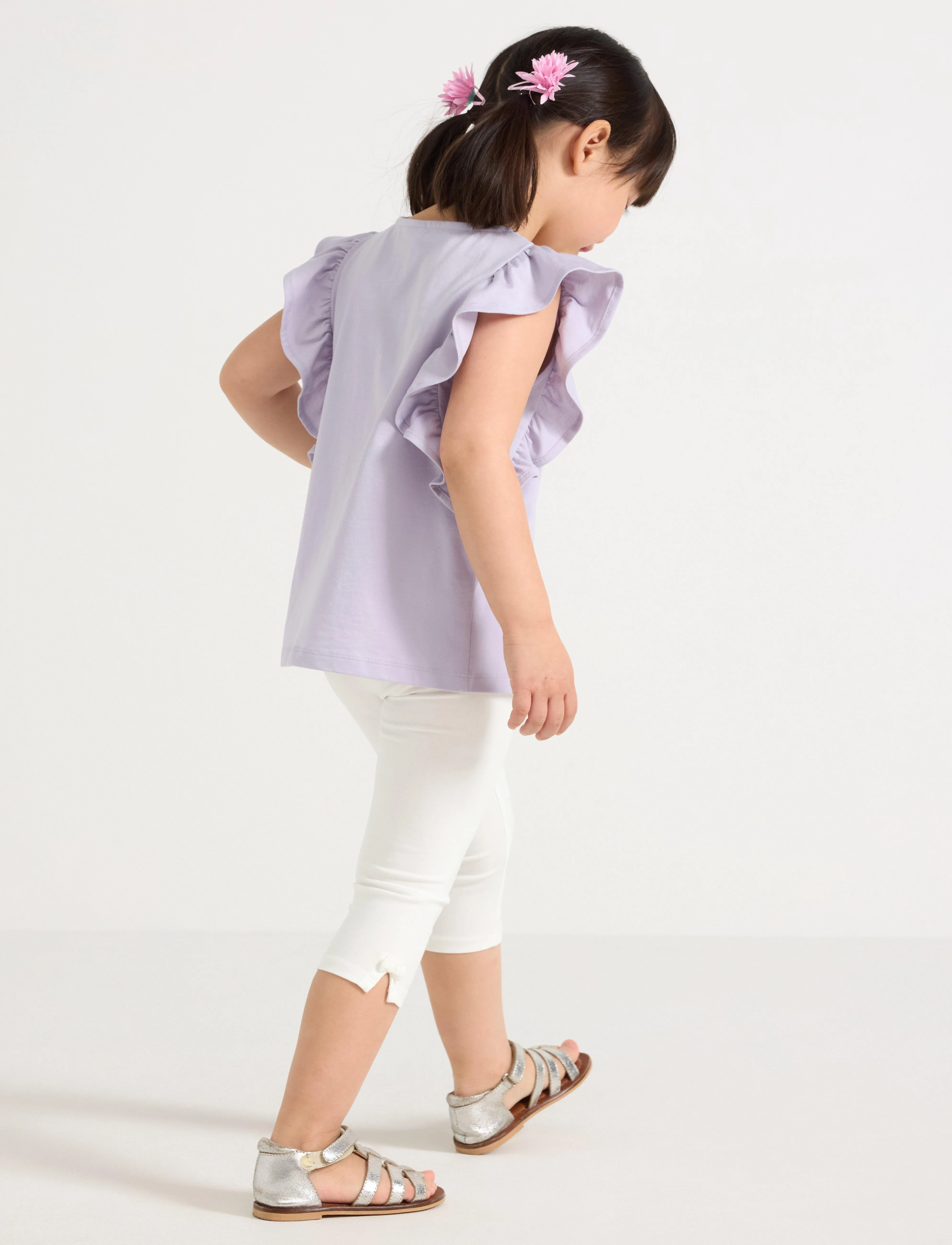 Lindex - Capri leggings with bow - light dusty white - 3