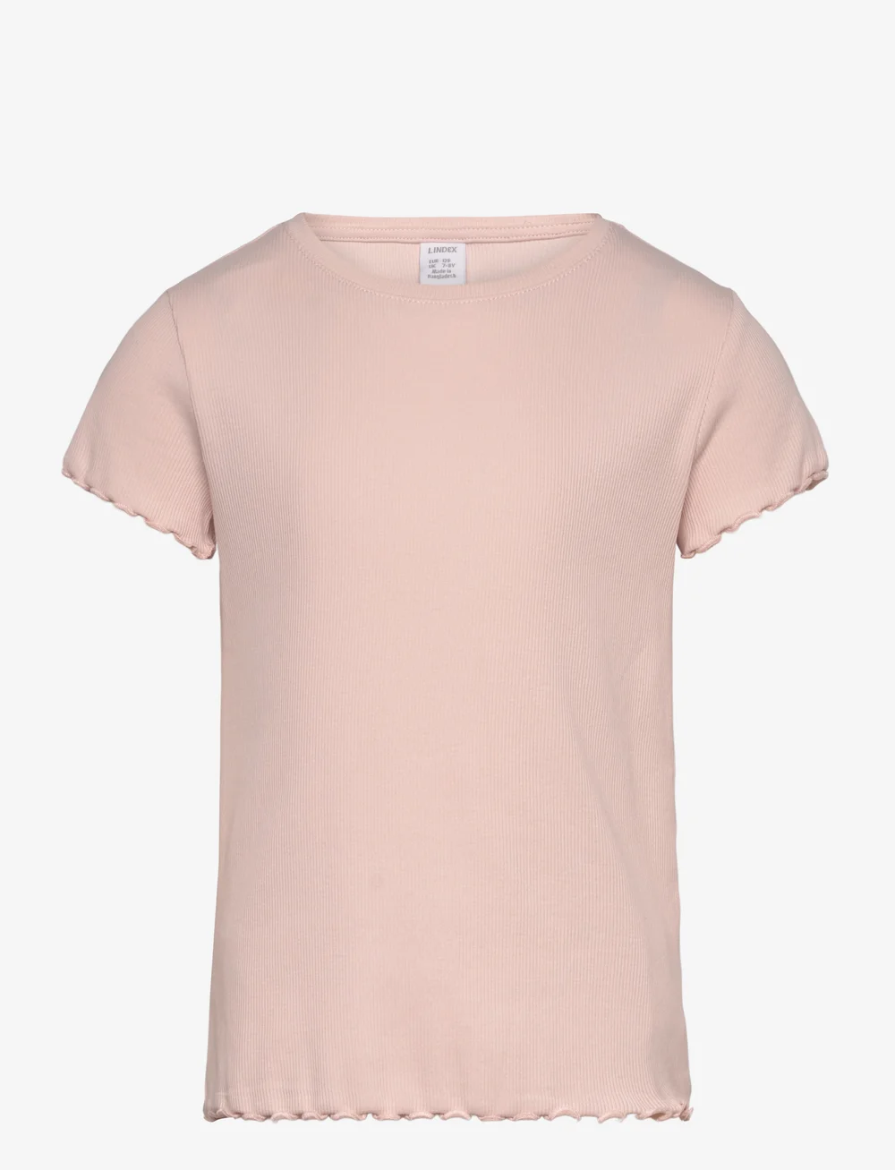 Lindex - Top ss rib with frill edges ba - kurzärmelige - light pink - 1