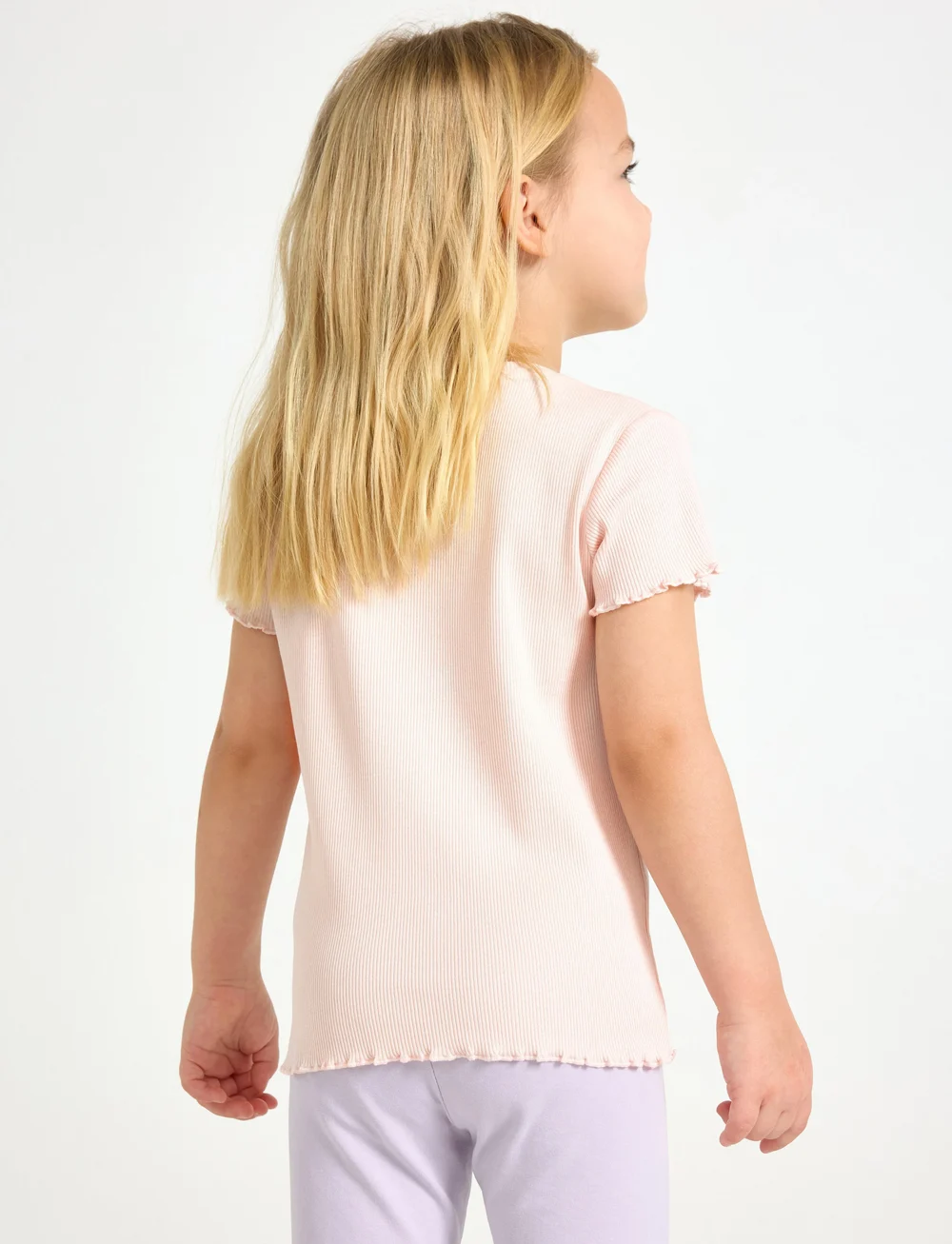 Lindex - Top ss rib with frill edges ba - kurzärmelige - light pink - 3