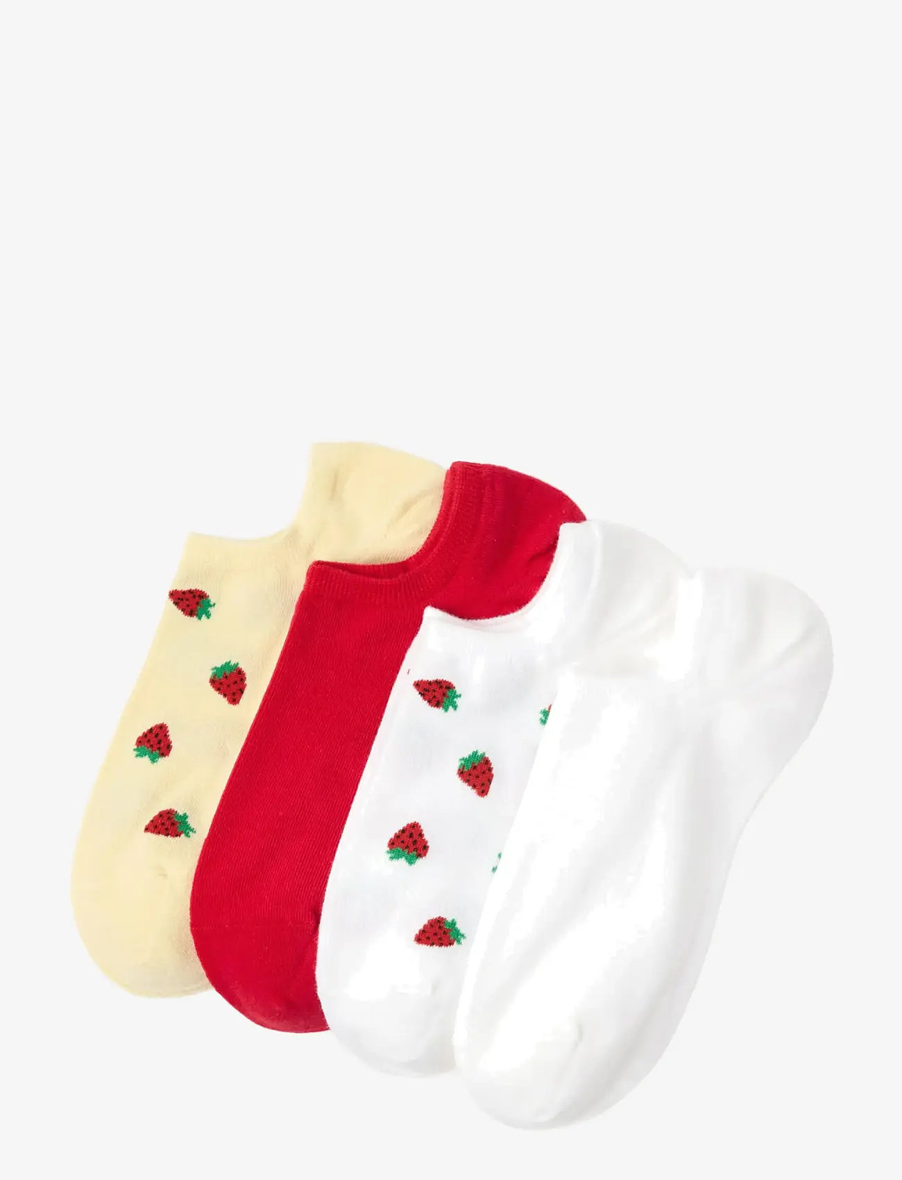 Lindex - Sock low ankle 4 p mini fruits - ankelstrømper - white - 0