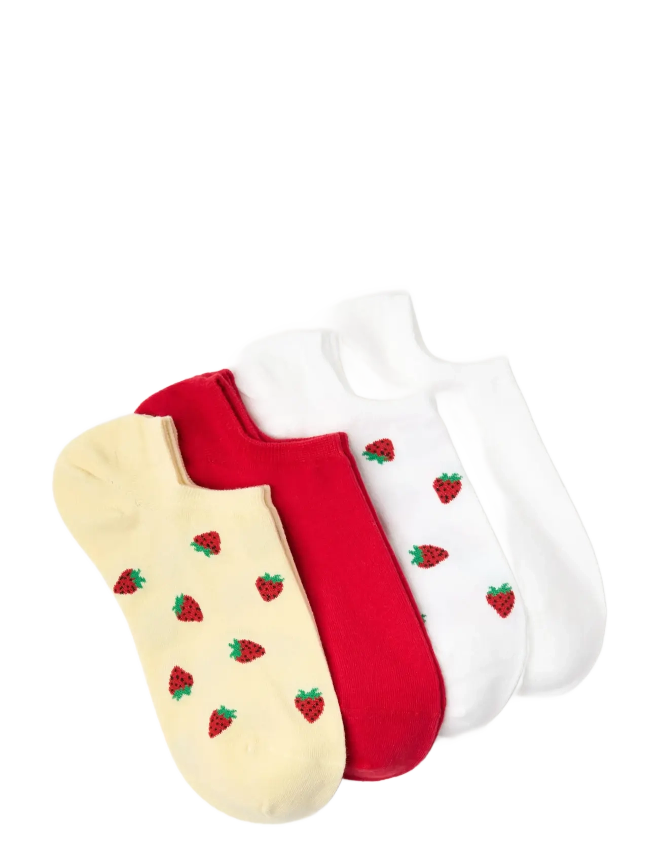 Lindex - Sock low ankle 4 p mini fruits - white - 1