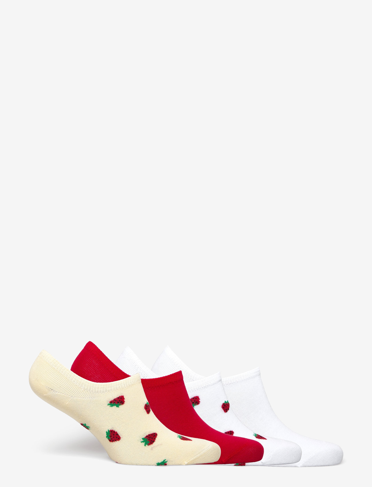 Lindex - Sock low ankle 4 p mini fruits - ankelstrømper - white - 3