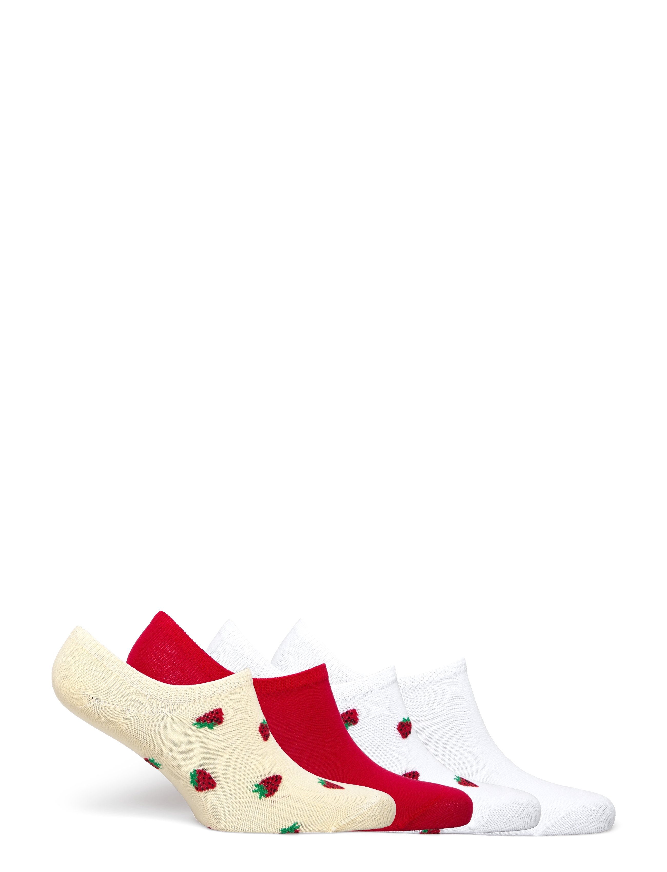 Lindex - Sock low ankle 4 p mini fruits - white - 3