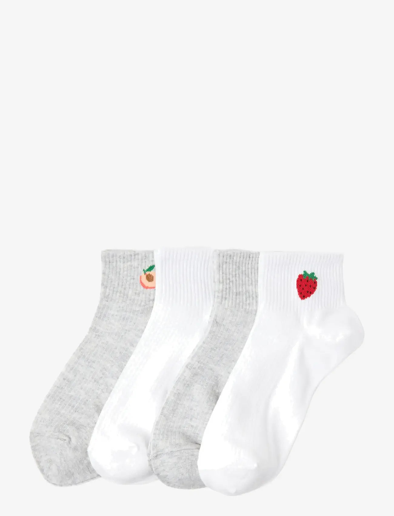 Lindex - Sock high ankle 4 p placed fru - light grey melange - 0