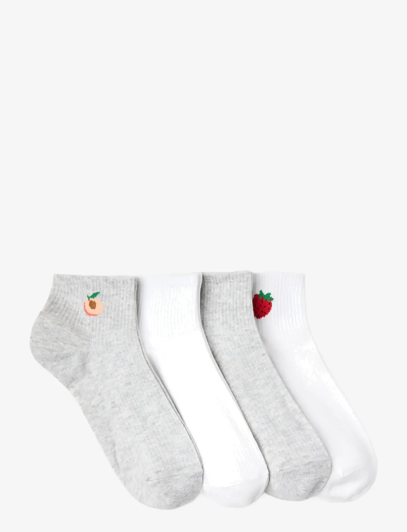 Lindex - Sock high ankle 4 p placed fru - light grey melange - 1