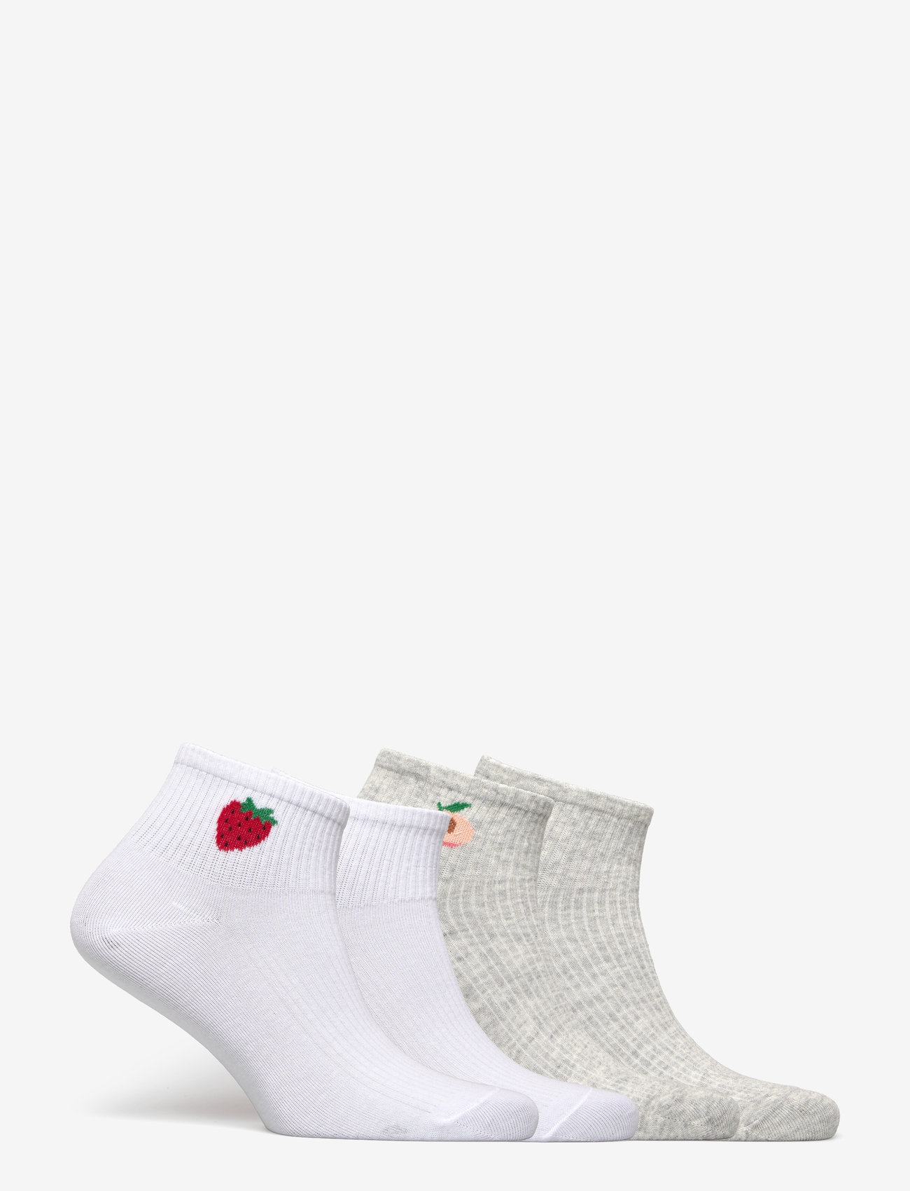 Lindex - Sock high ankle 4 p placed fru - light grey melange - 3