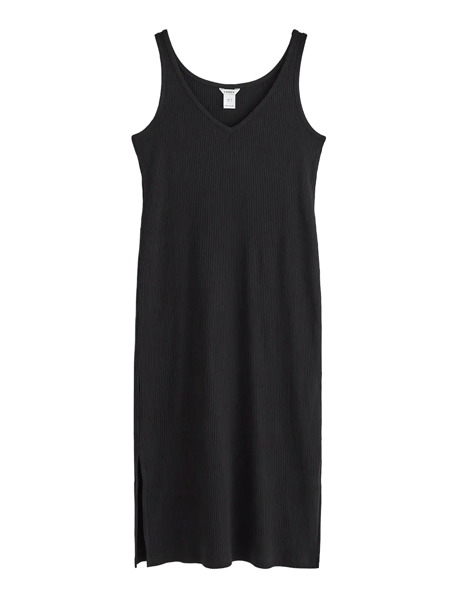 Lindex - MOM ribbed midi dress - sukienki na ramiączkach - black - 1