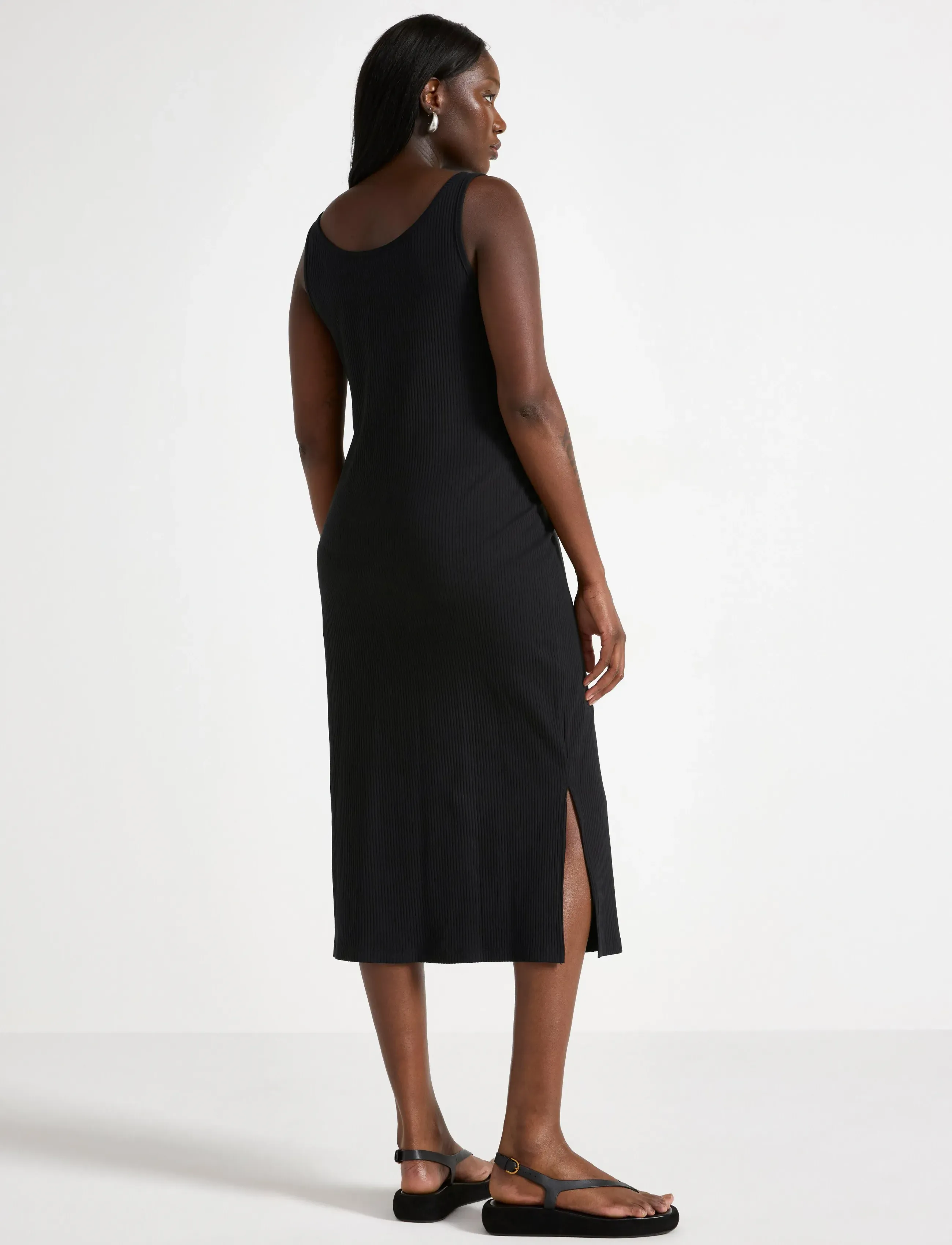 Lindex - MOM ribbed midi dress - slip kleitas - black - 3