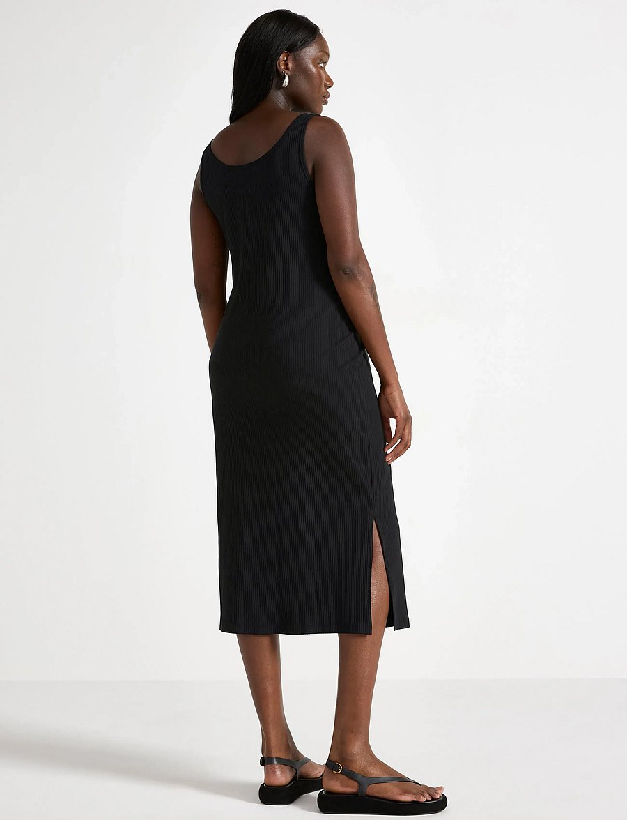 Lindex - MOM ribbed midi dress - sukienki na ramiączkach - black - 3
