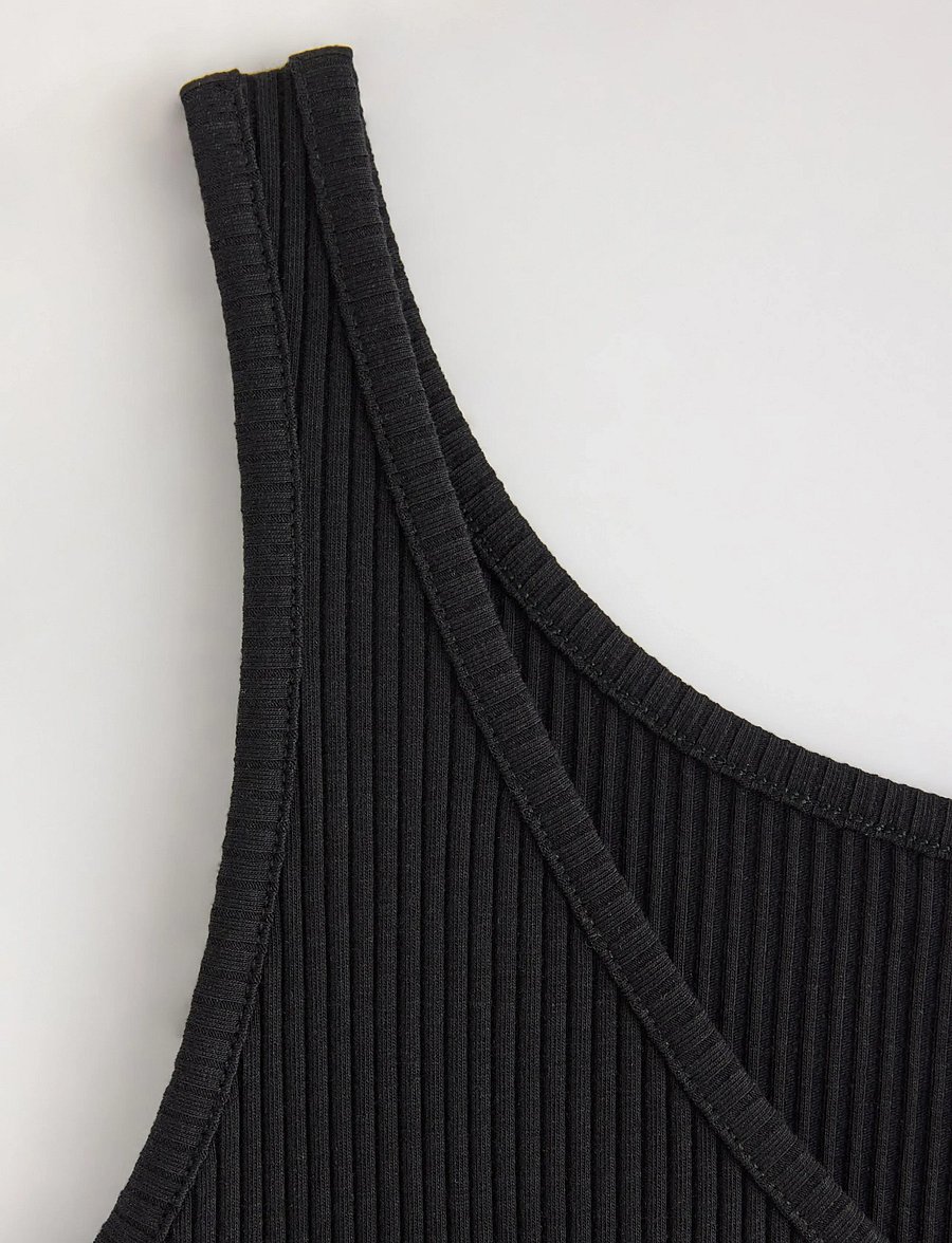 Lindex - MOM ribbed midi dress - sukienki na ramiączkach - black - 5