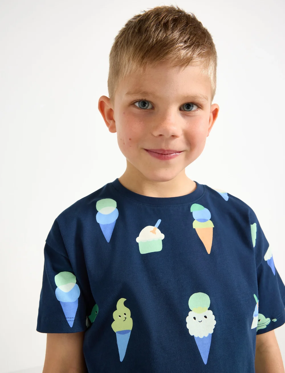 Lindex - Top SS Icecream - lühikeste varrukatega t-särgid - dark blue - 4