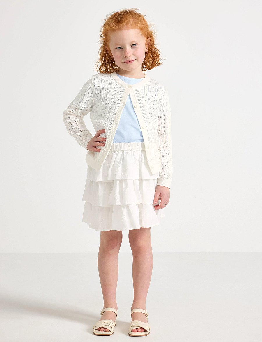 Lindex - Skirt flounces AO embroded - midi-röcke - light dusty white - 0