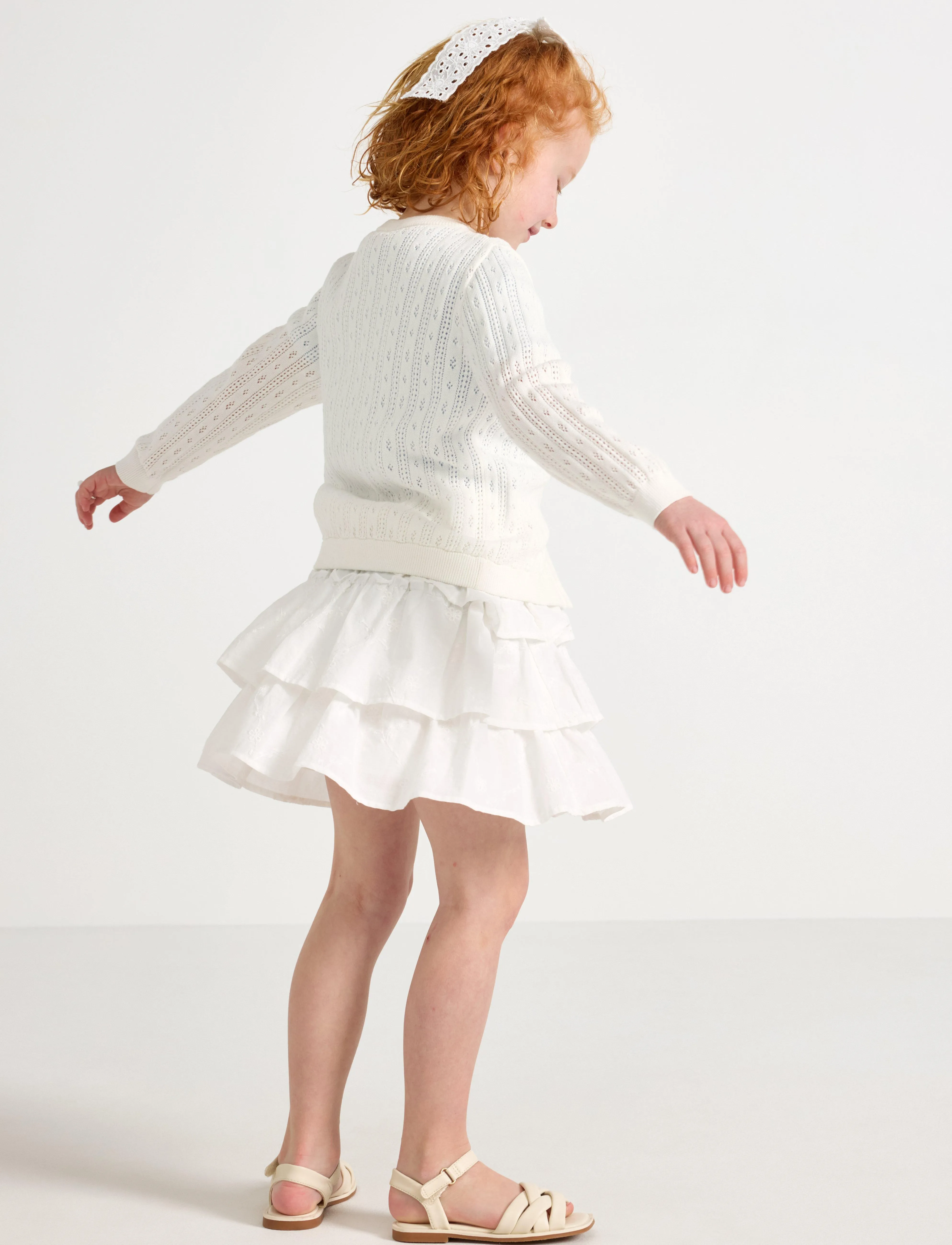 Lindex - Skirt flounces AO embroded - midiseelikud - light dusty white - 3
