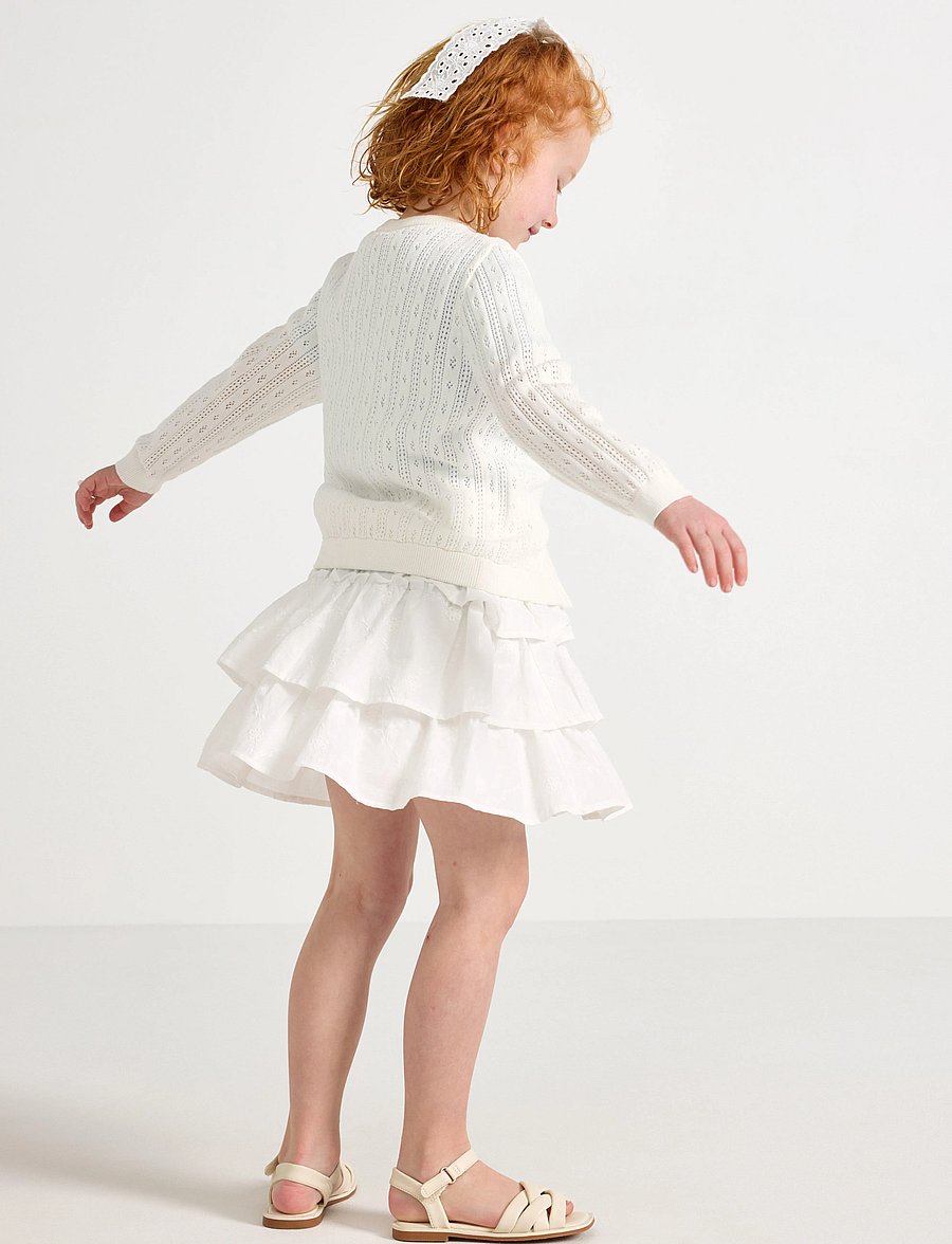 Lindex - Skirt flounces AO embroded - midi-röcke - light dusty white - 3
