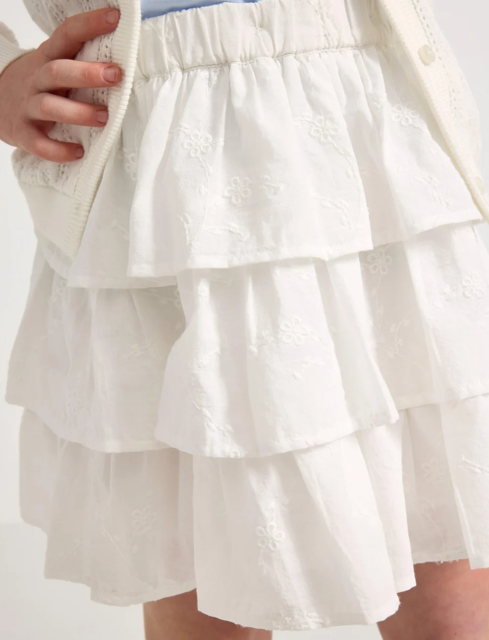 Lindex - Skirt flounces AO embroded - midi nederdele - light dusty white - 4