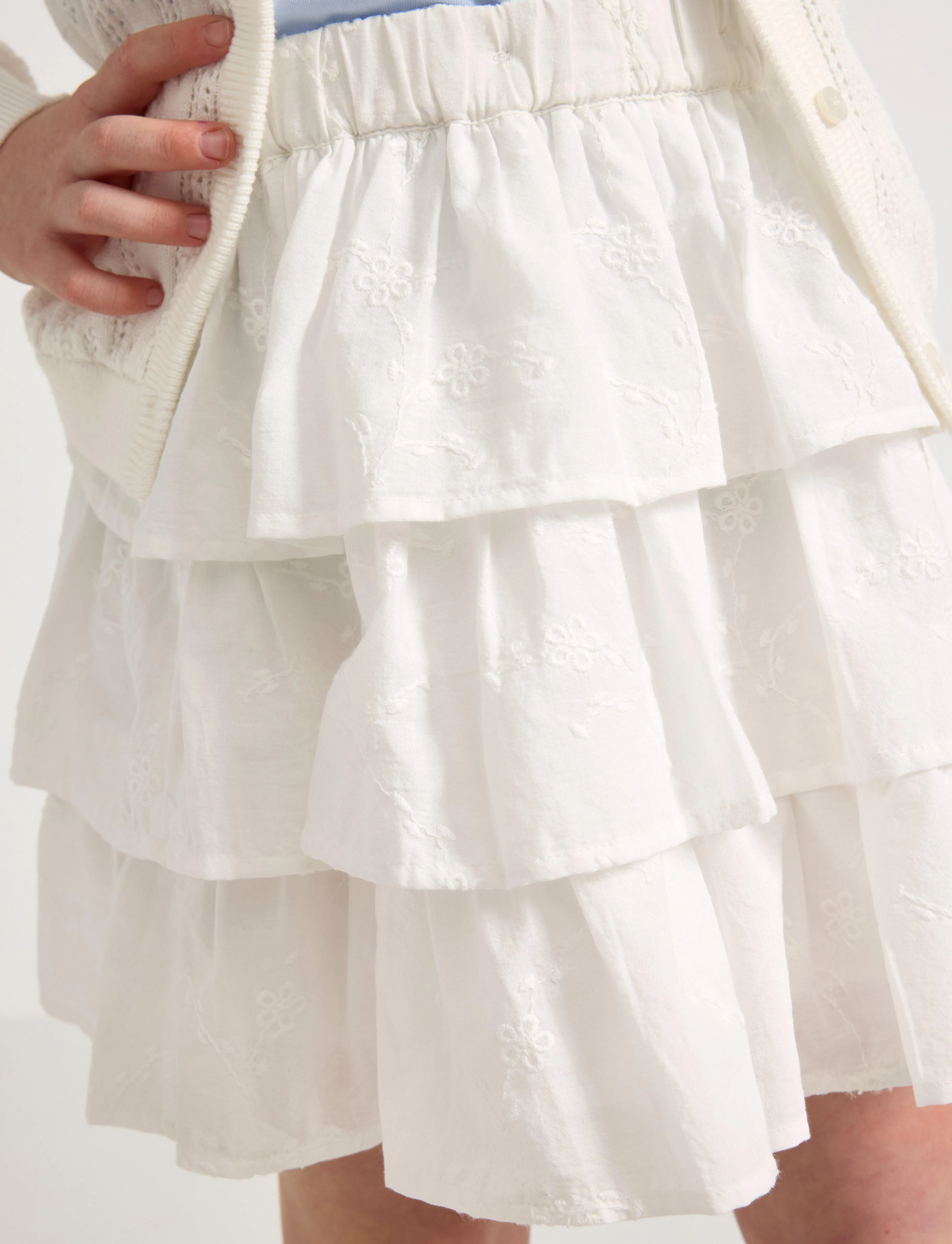 Lindex - Skirt flounces AO embroded - midiseelikud - light dusty white - 4