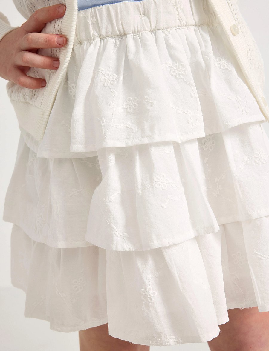 Lindex - Skirt flounces AO embroded - midi-röcke - light dusty white - 4