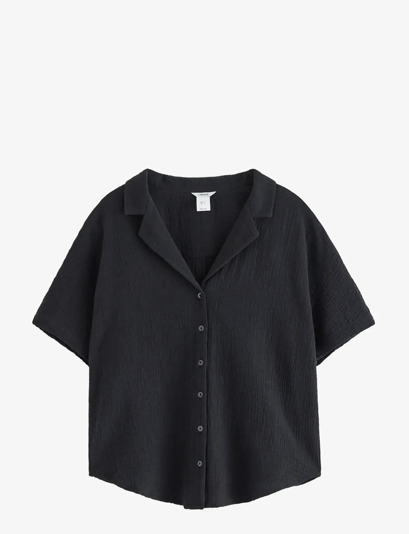 Lindex - MOM crinkled shirt - kortærmede skjorter - black - 1