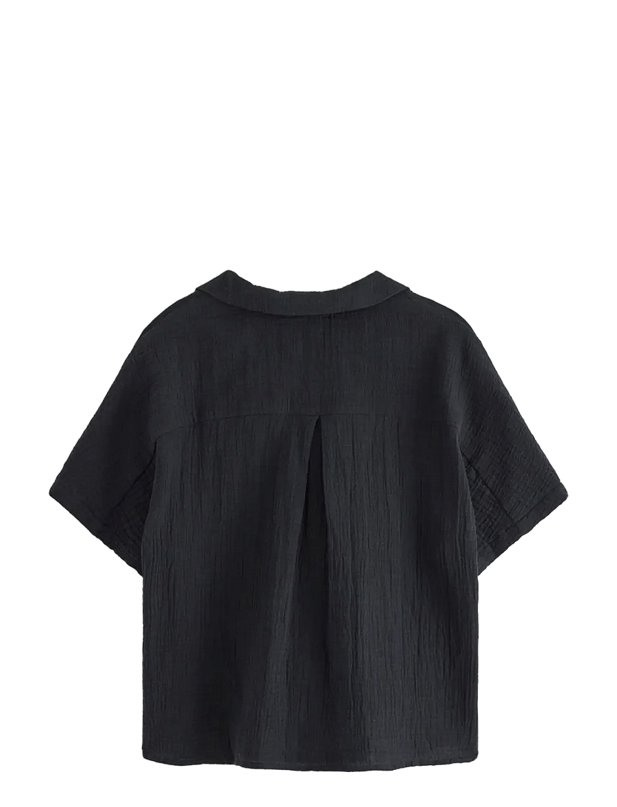 Lindex - MOM crinkled shirt - kortärmade skjortor - black - 2