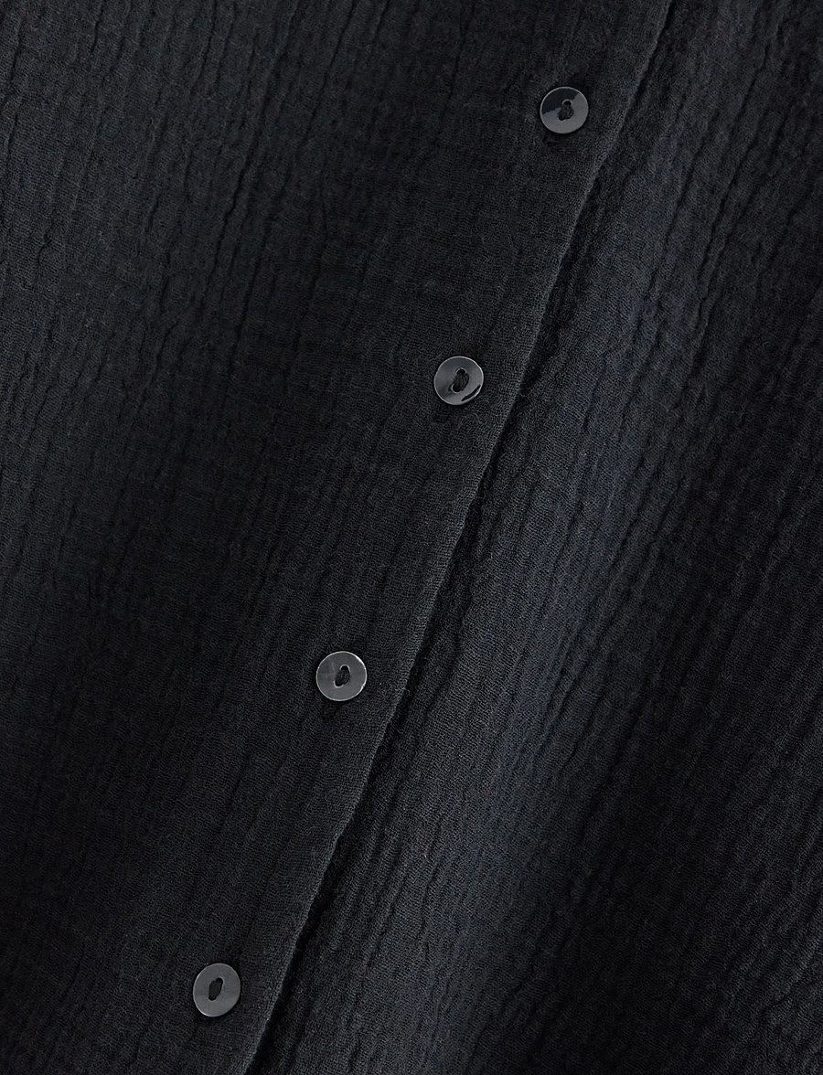 Lindex - MOM crinkled shirt - kortärmade skjortor - black - 5