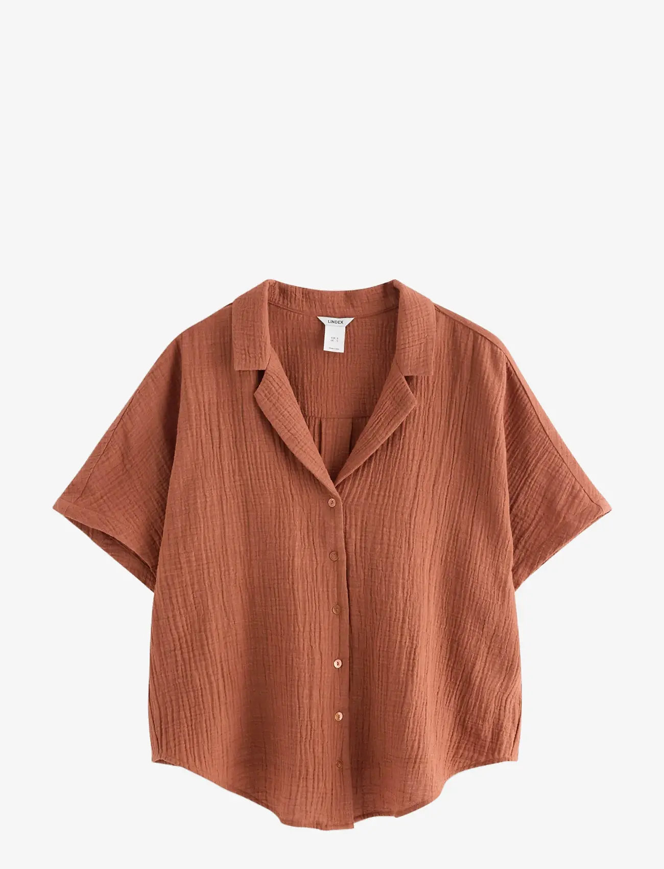 Lindex - MOM crinkled shirt - kortærmede skjorter - dark dusty orange - 1