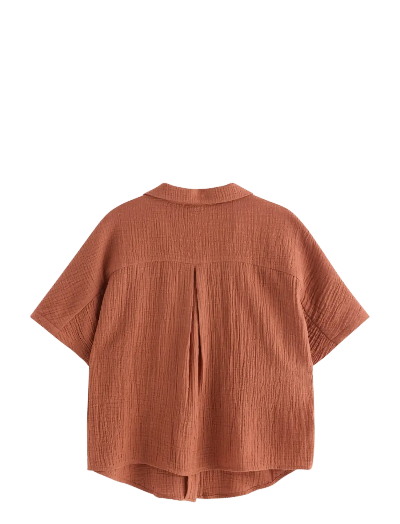 Lindex - MOM crinkled shirt - short-sleeved shirts - dark dusty orange - 2