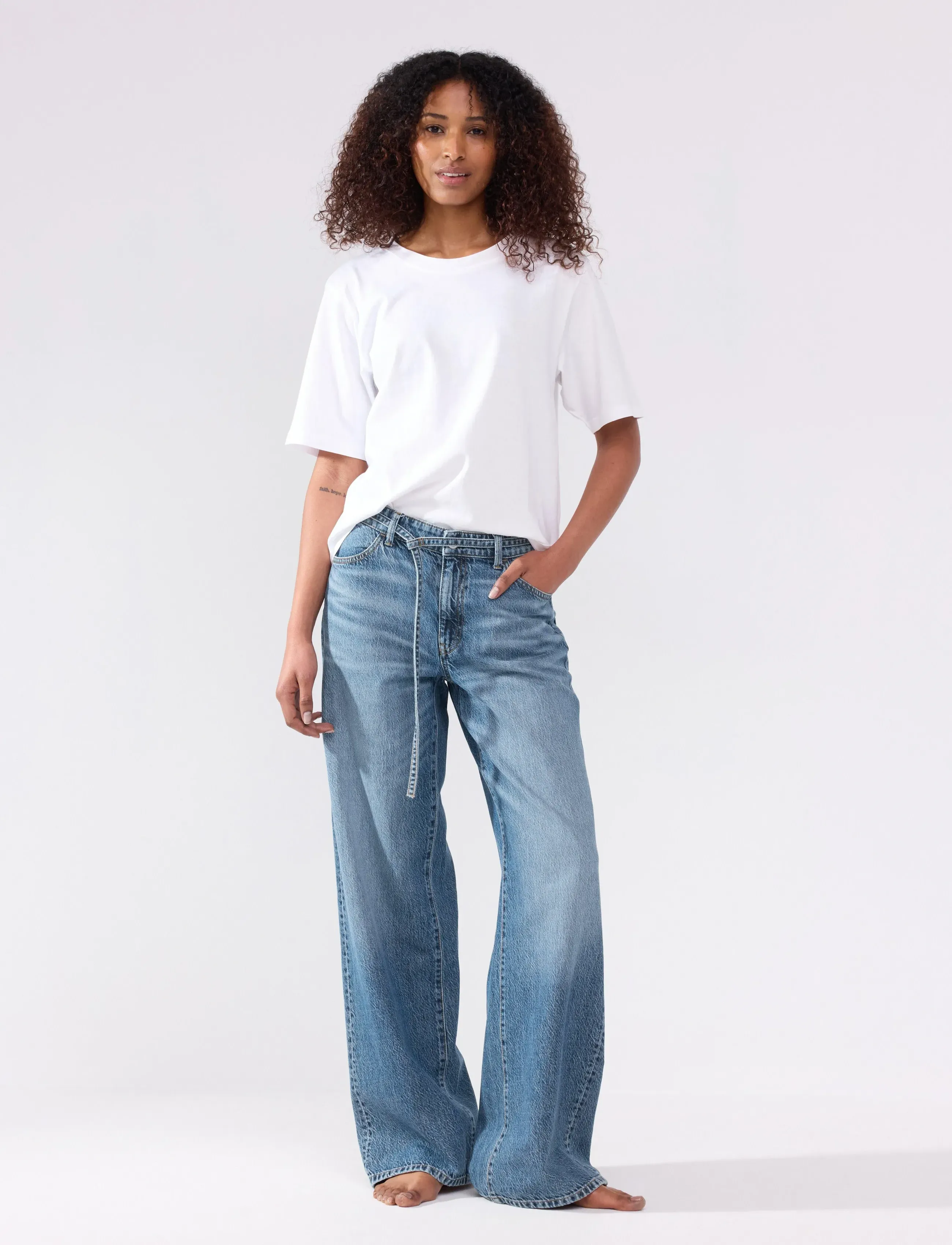 Lindex Wide Peggy Jeans With Mid Waist, 34, Jeans, Blau - Straight-regular, Frauen