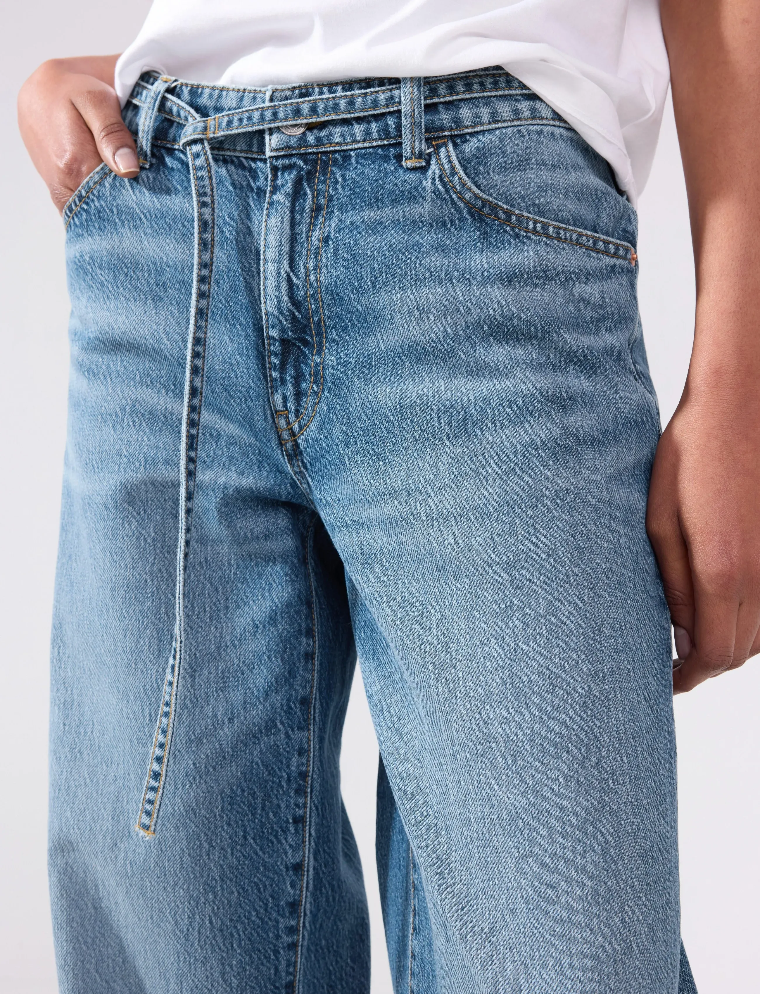 Lindex - WIDE Peggy jeans with mid waist - denim blue - 4