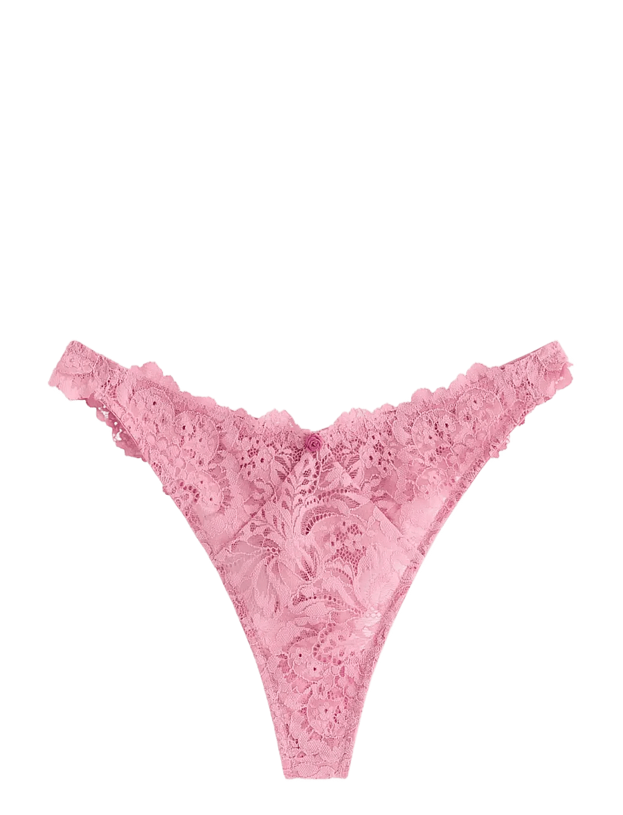 Lindex - Thong in lace with regular waist - stringtrusser - dark dusty pink - 1
