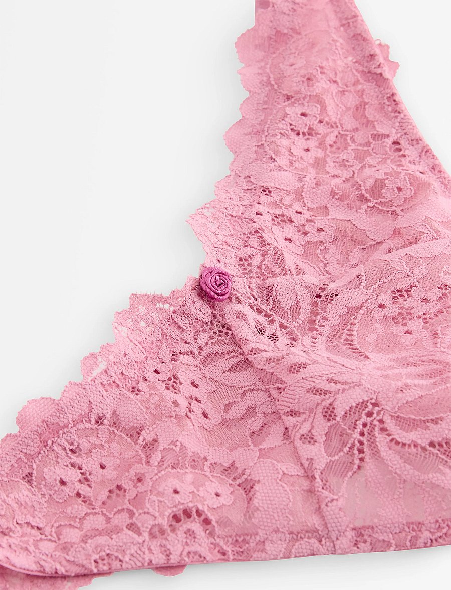 Lindex - Thong in lace with regular waist - stringtrusser - dark dusty pink - 5