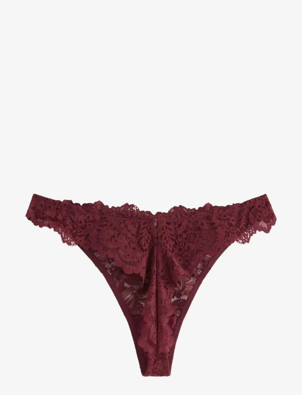 Lindex - Stringtrosa i spets med normalhög midja - strings - dark dusty red - 2