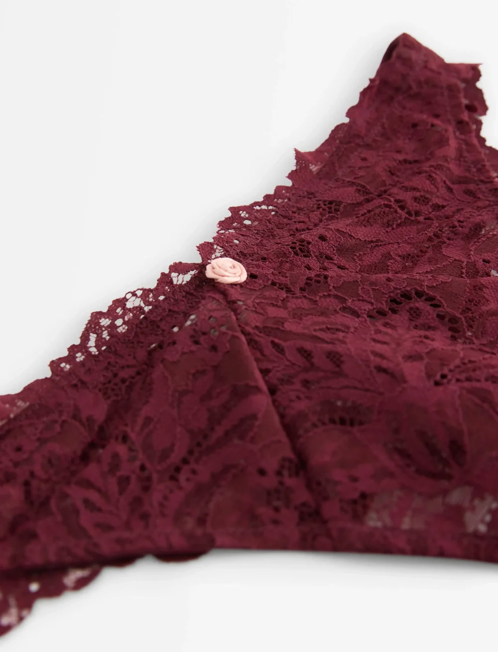 Lindex - Stringtrosa i spets med normalhög midja - strings - dark dusty red - 5