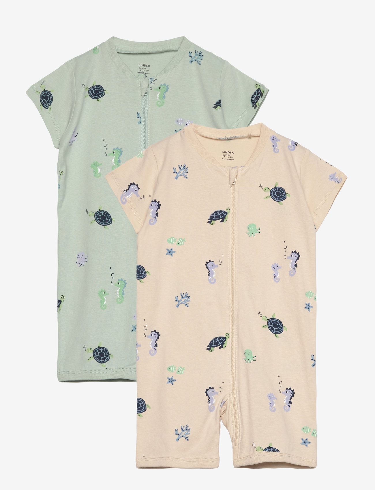 Lindex - Pyjamas Romper 2 pack aop - light dusty turquoise - 0