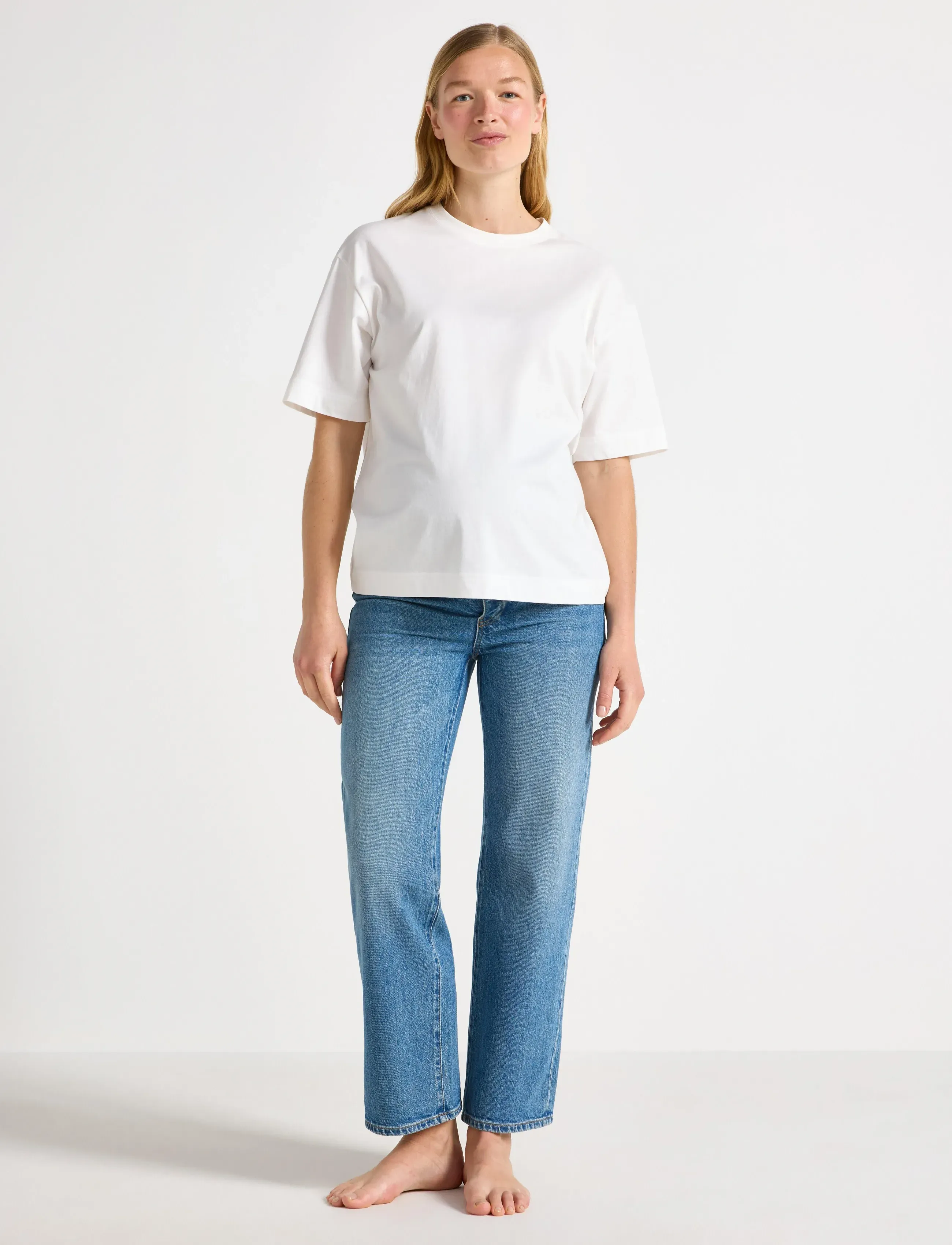 Lindex MOM WIDE Hanna cropped maternity jeans - Straight jeans - LIGHT DENIM / blue