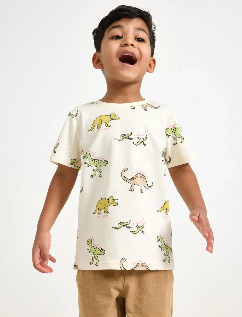 Lindex - Top SS 2 pack dino - sets mit kurzärmeligem t-shirt - white - 0
