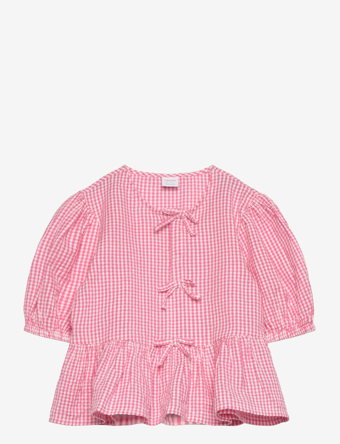 Lindex - Blouse tie detail and yd check - blusen & tuniken - pink - 0
